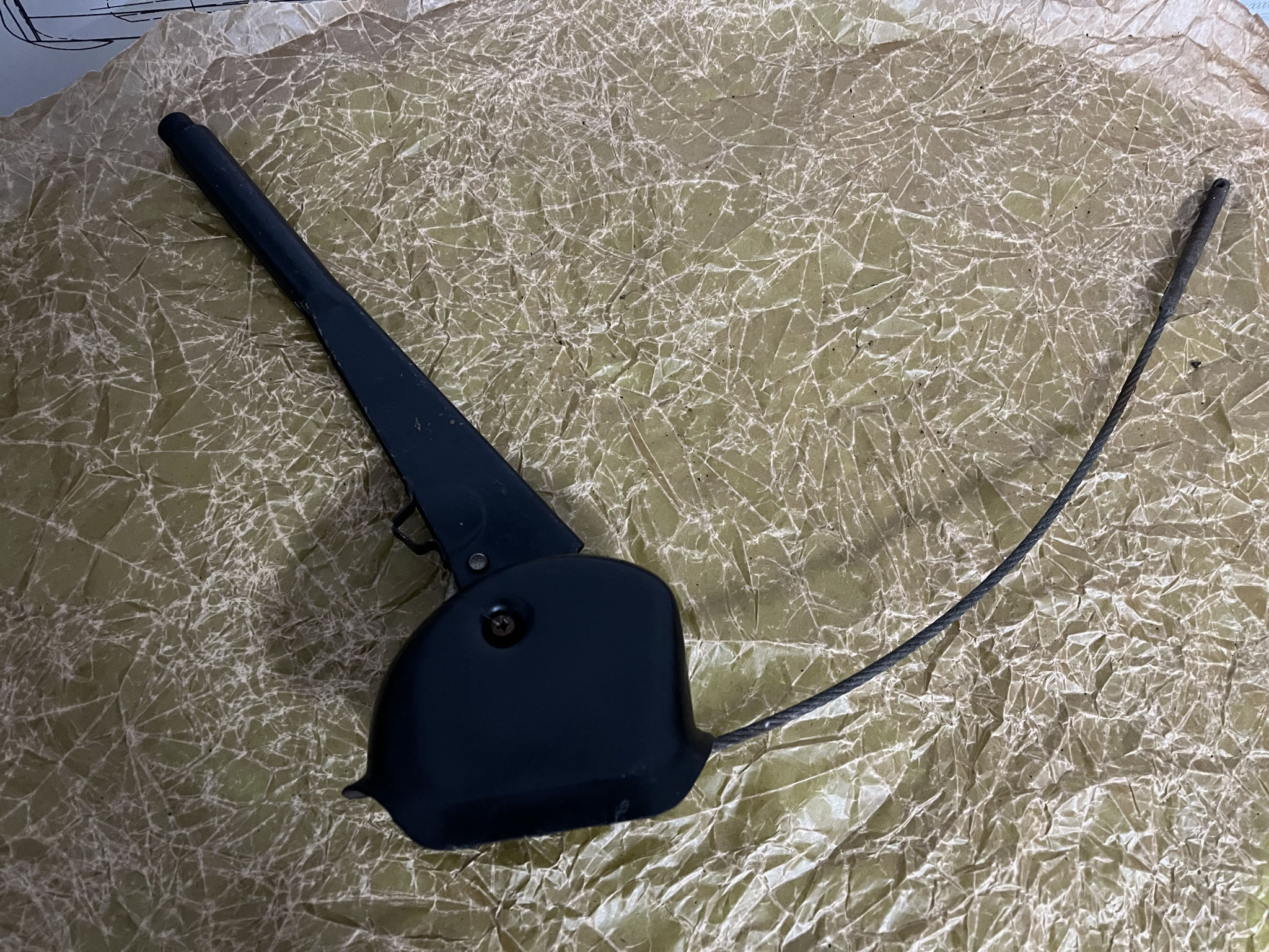 412-3508012 Hanbremshebel komplett Moskwitsch 412, 2140. Hand brake lever Moskvich M412 / M2140. Рычаг ручного тормоза с сектором в сборе Москвич М-412 / М-2140.