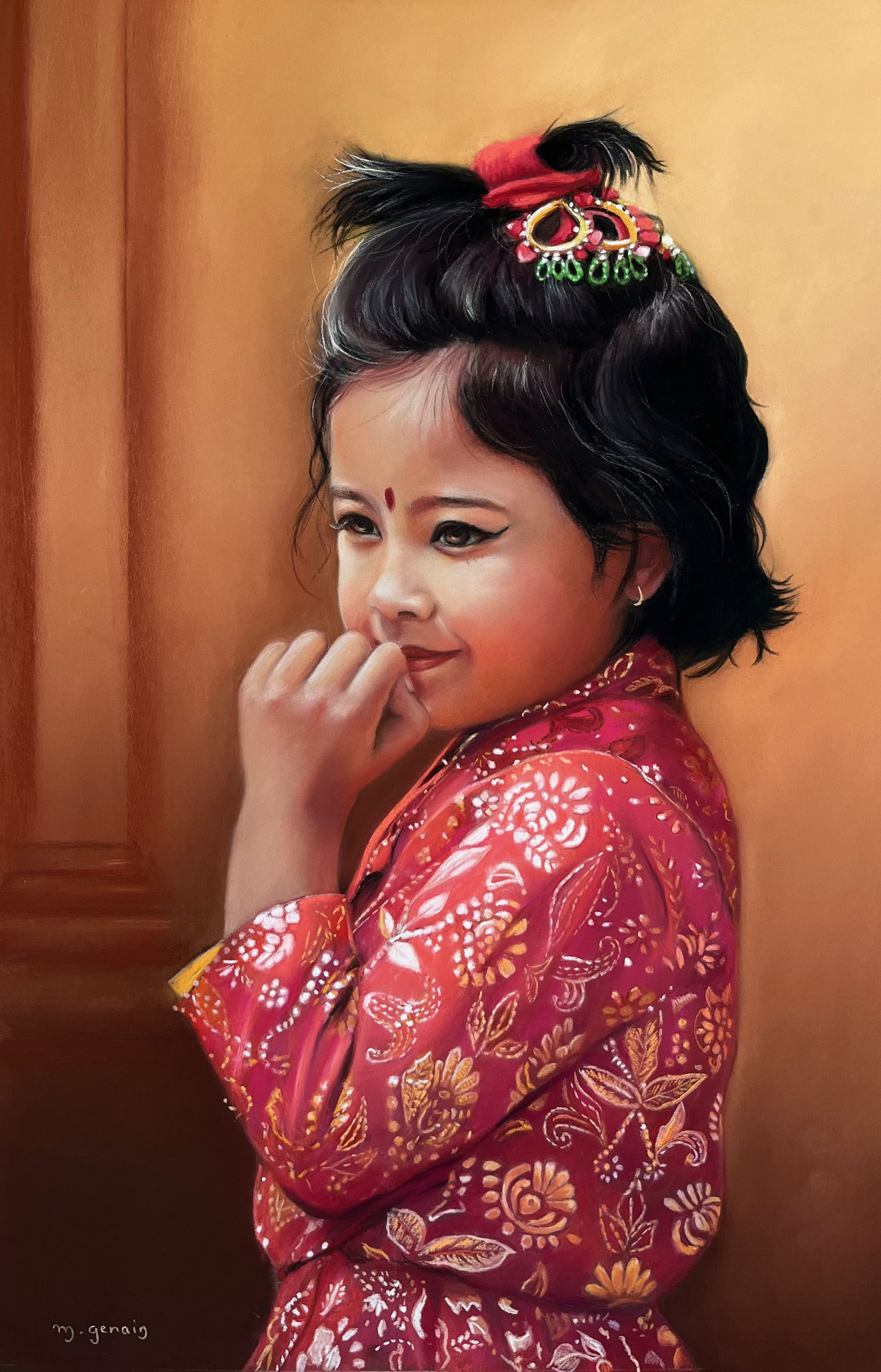 Petite newar en fête 50 X 70 cm