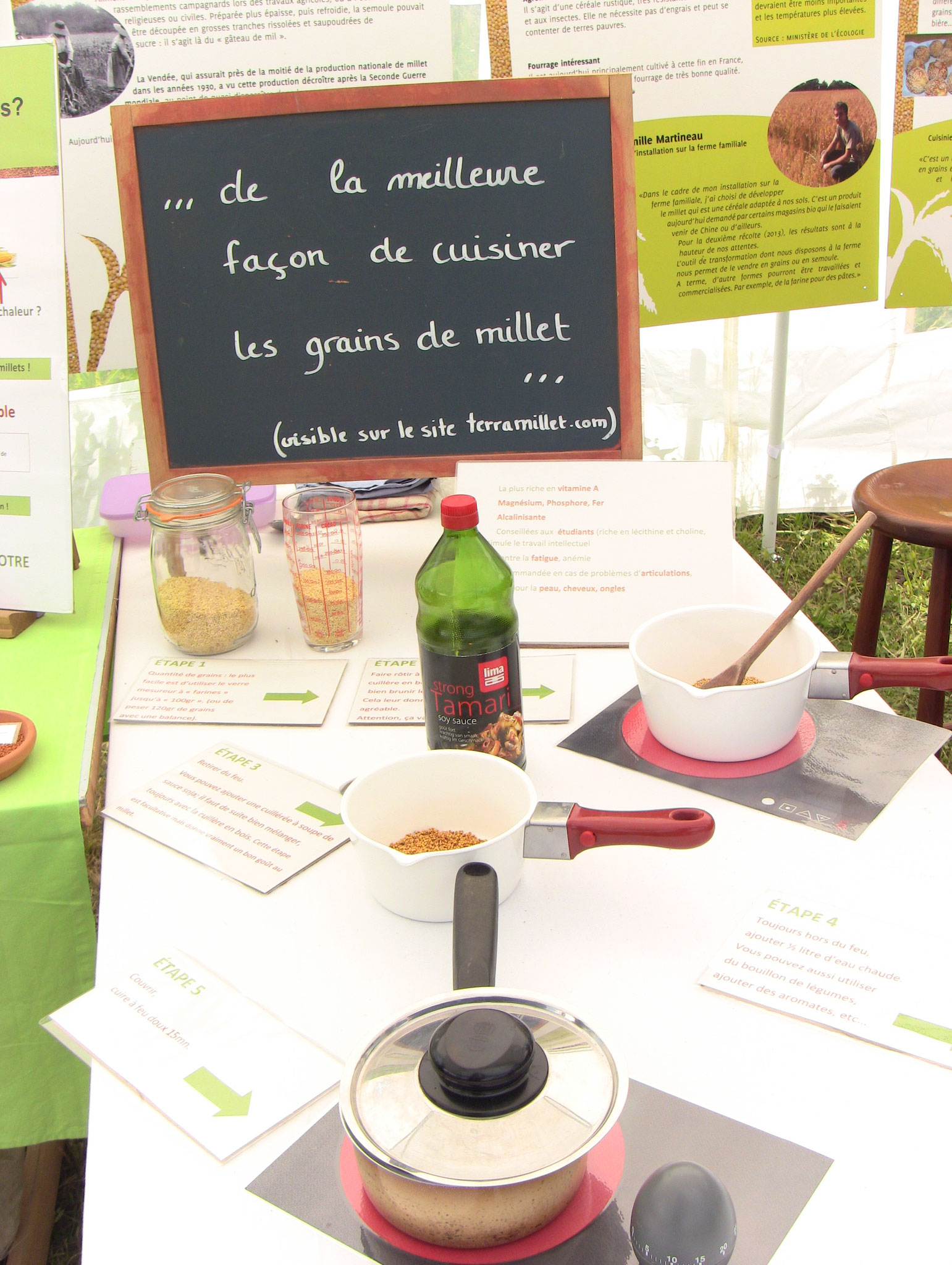 Nouveau sur notre stand, les étapes détaillées sur De La Meilleure Façon de Cuisiner les Grains de Millets