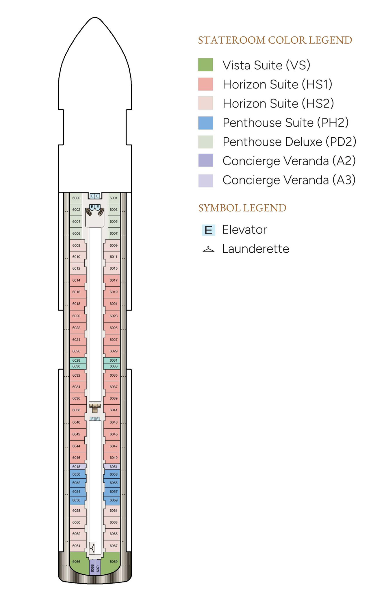 Der Plan von Deck 6 der Oceania Sonata