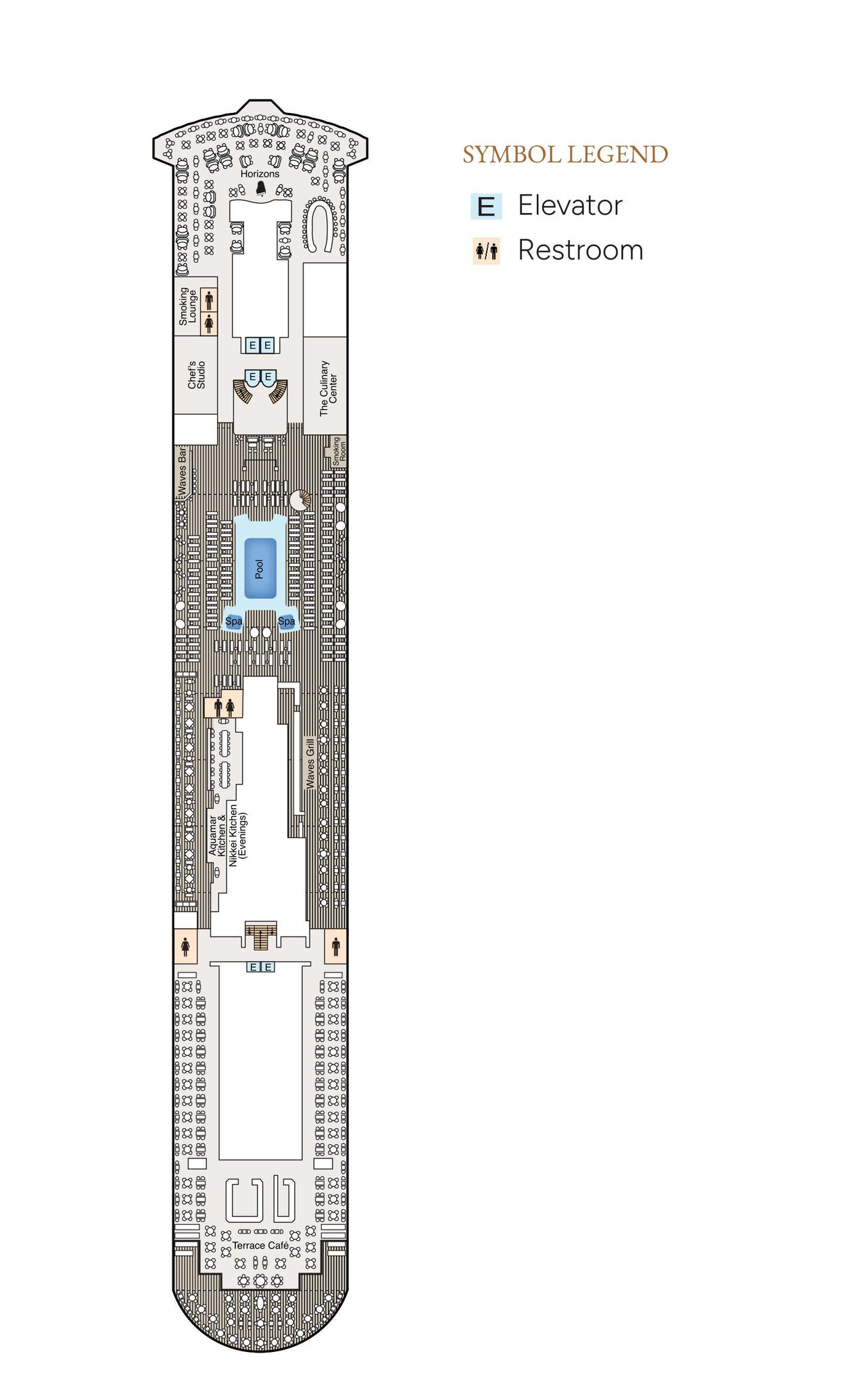 Der Plan von Deck 12 der Oceania Sonata