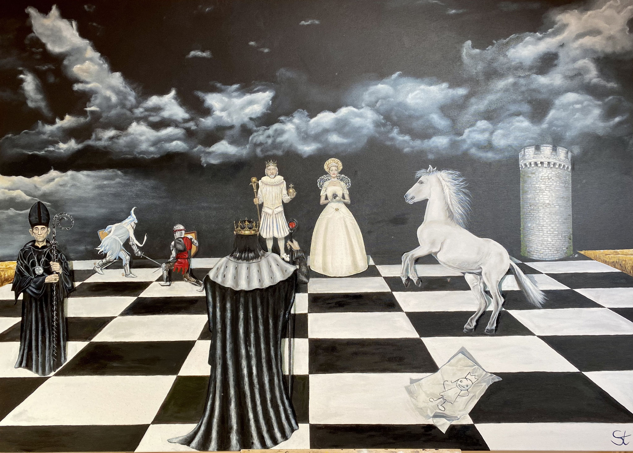 Chess I , Öl und Acryl auf Leinwand 140x100cm