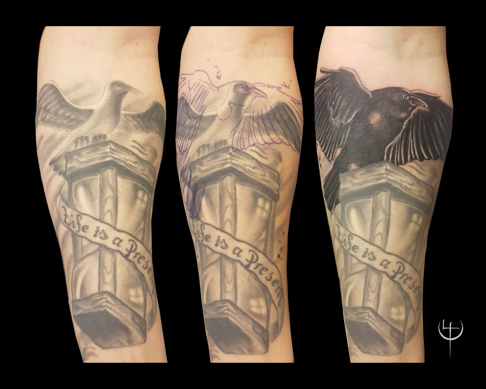 Teil-Cover, Cover-up, Unterarm, Raven