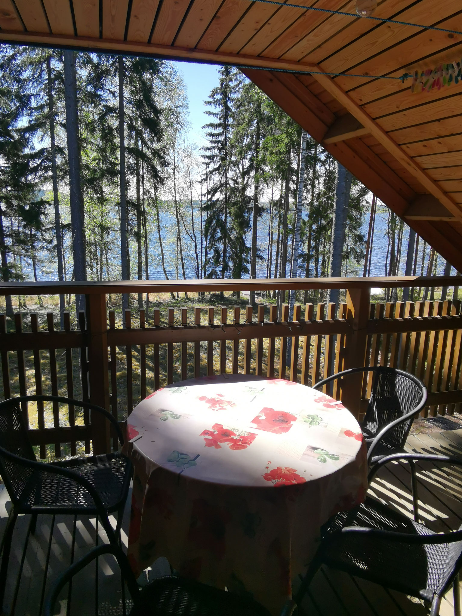 Sunny balcony, lakeside