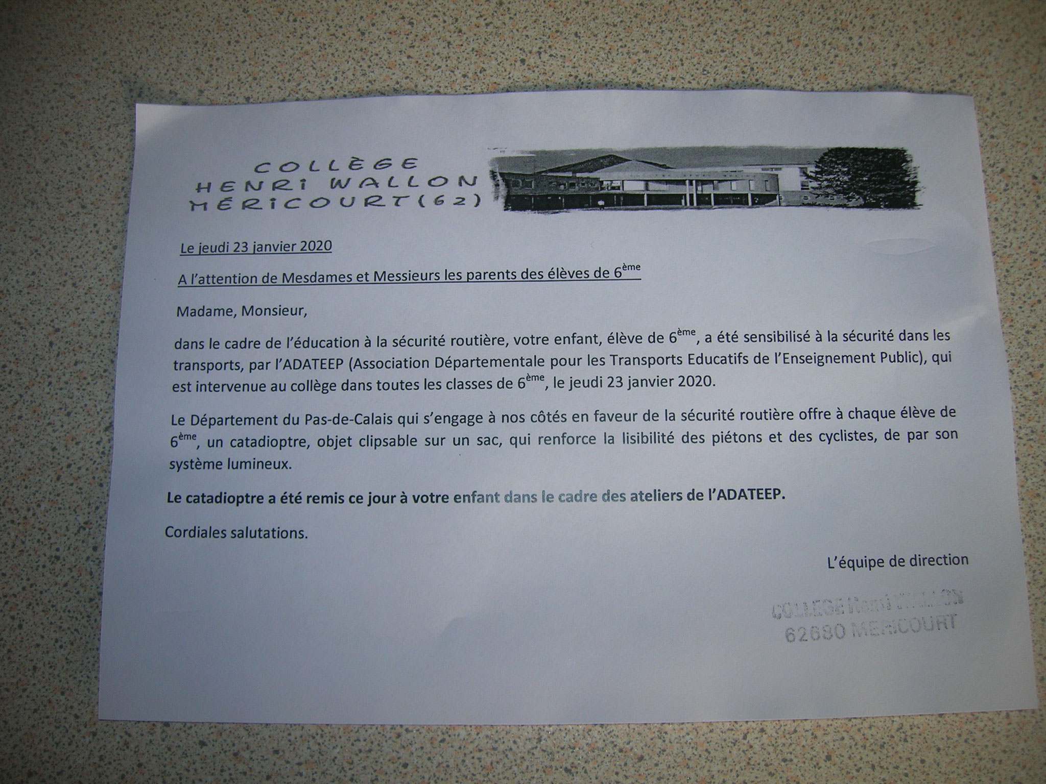 MÉRICOURT COLLÈGE HENRI WALLON LE 23/01/2020