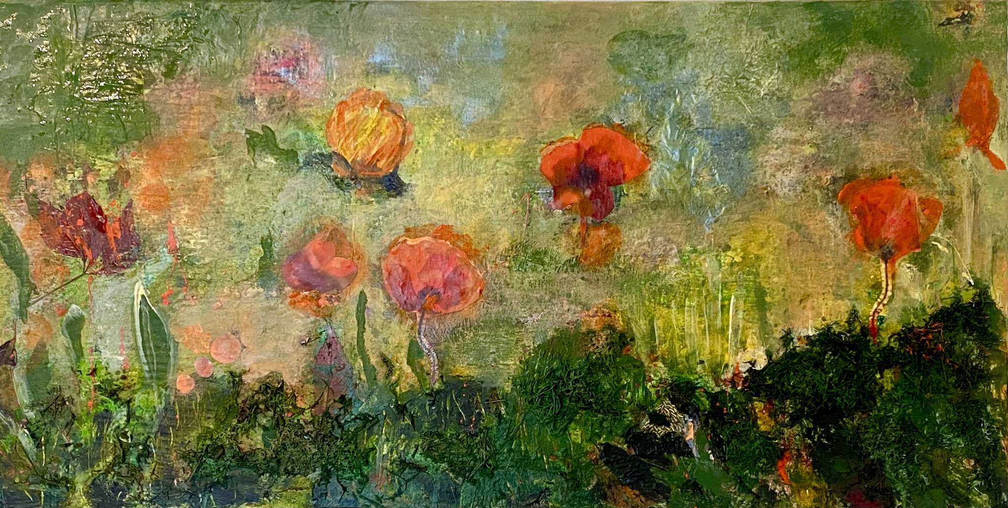 0525 - schwebende Blumen - 80 x 40 cm