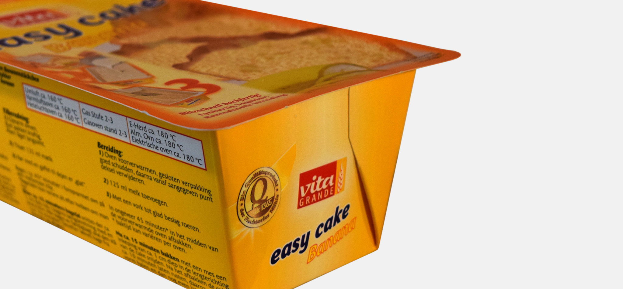 FLECHTORFER MÜHLE | verpackung vita grande easy cake – infragrau, gute gestaltung 