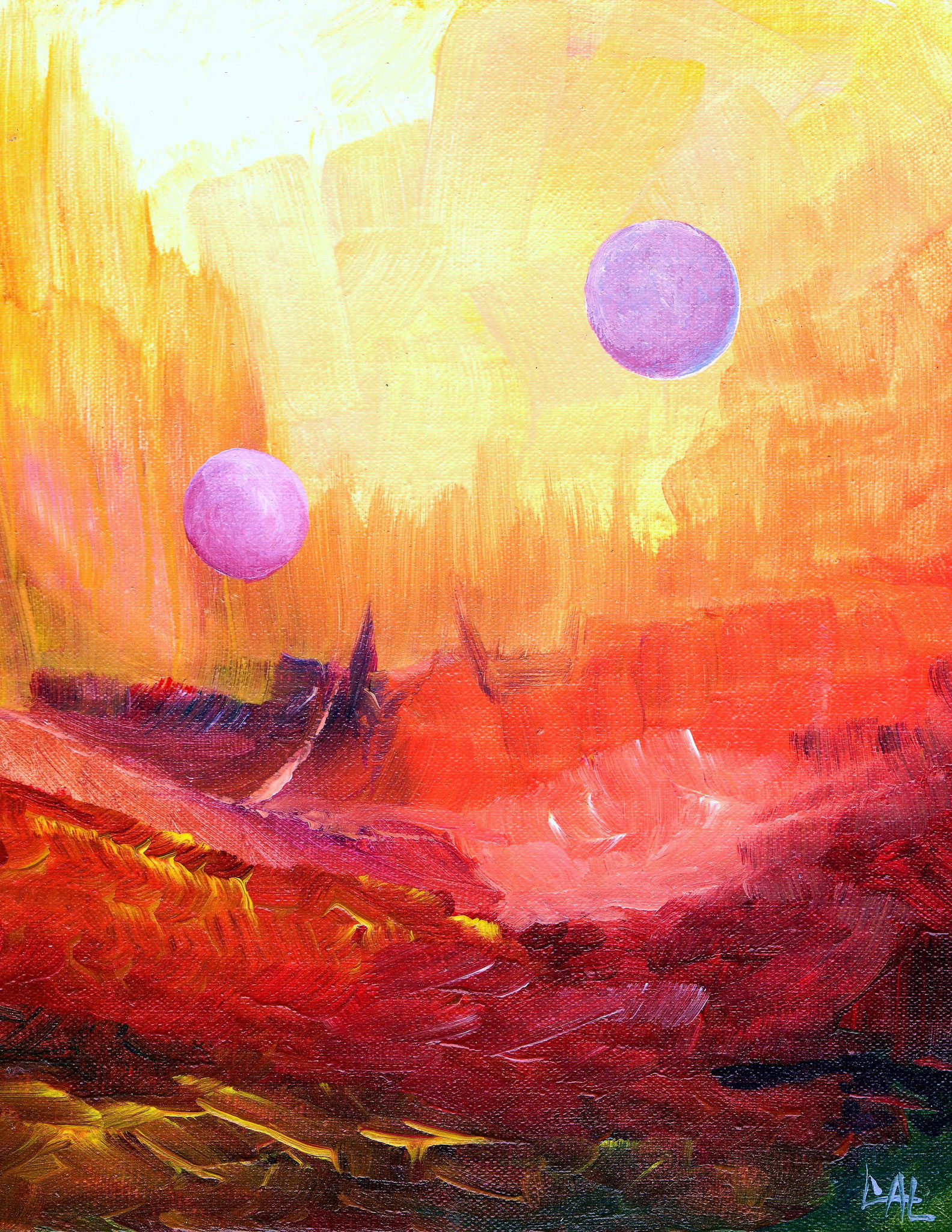 Symphonie en jaune et rouge. Série NT. 30x20cm. Cote 162€. Vendu..