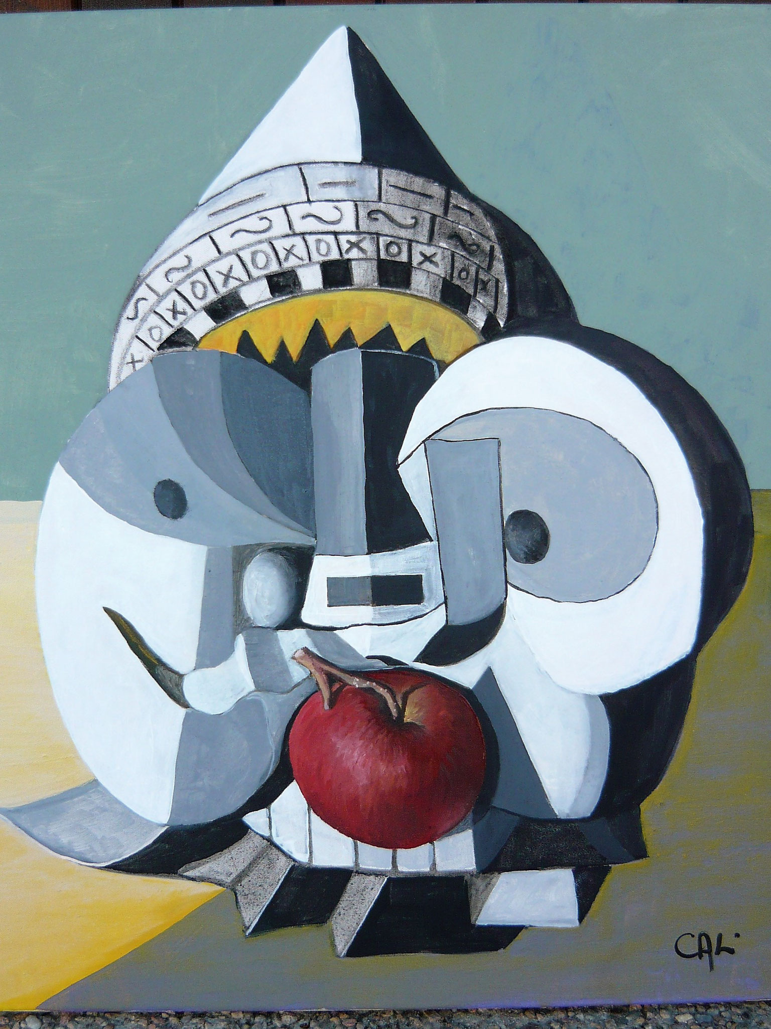 Masque de la tentation. 65x54cm. Cote 2020: 585€. Prix public 450€.