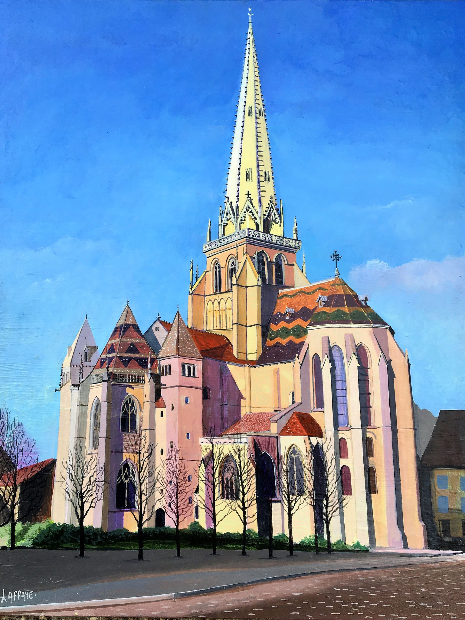 Cathédrale St Lazard d'Autun. 61x50cm. 900€ avec cadre.