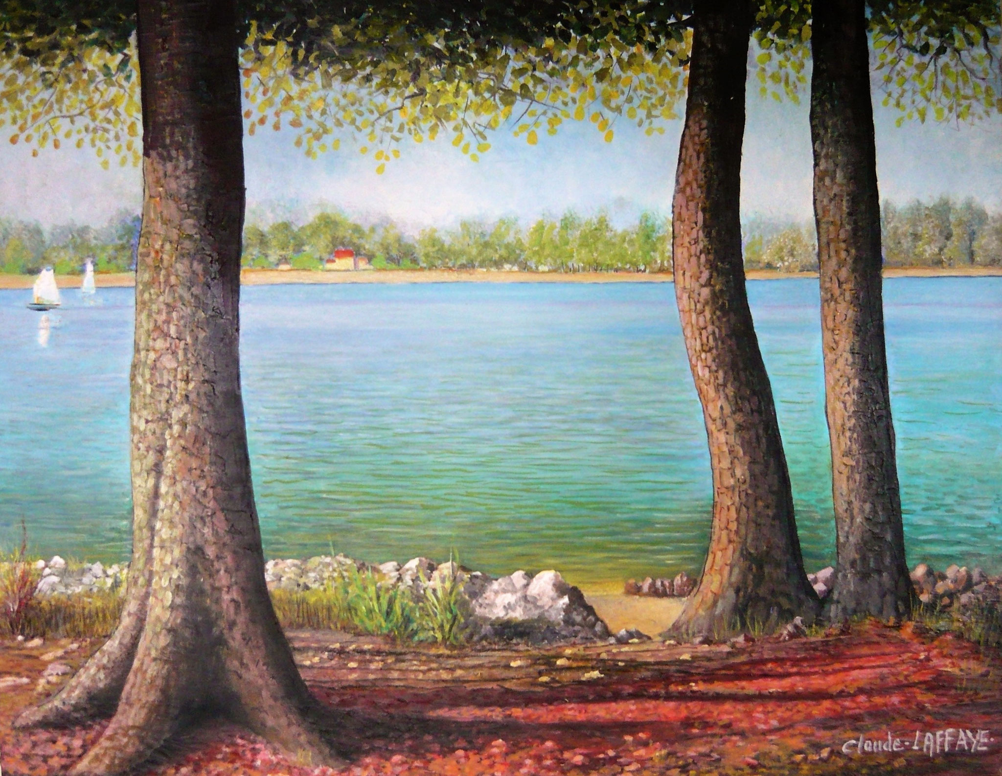 Comme si vous y étiez. Technique mixte. 73 X 92 cm . Cote 1620€. Prix public 1300€. Encadré.