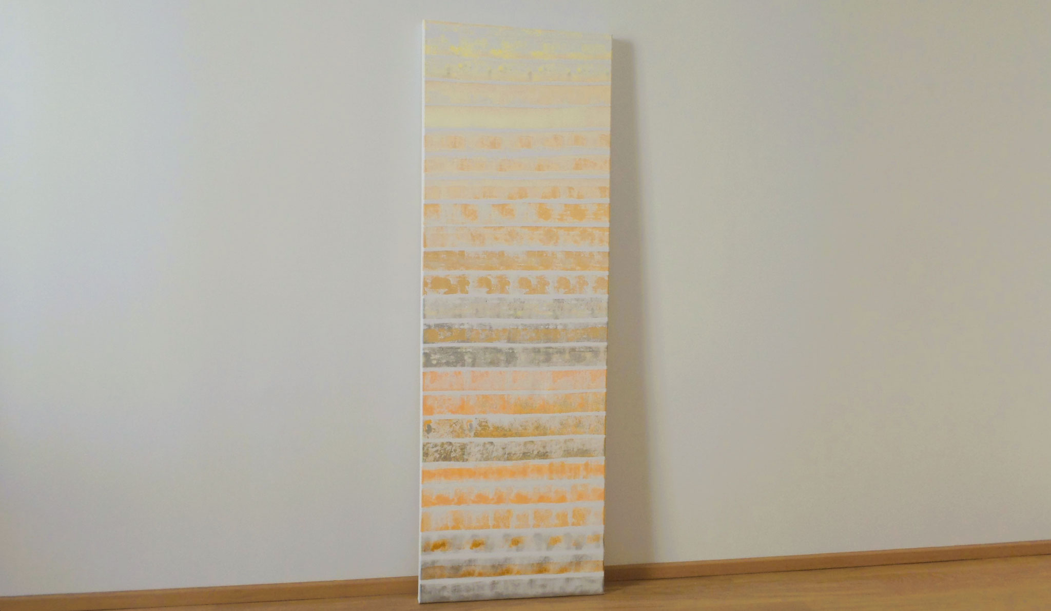 Acrylgemälde mit mehrfarbigen sanften hellen Farbstreifen und abstraktem Marmor- und Rosenmuster
