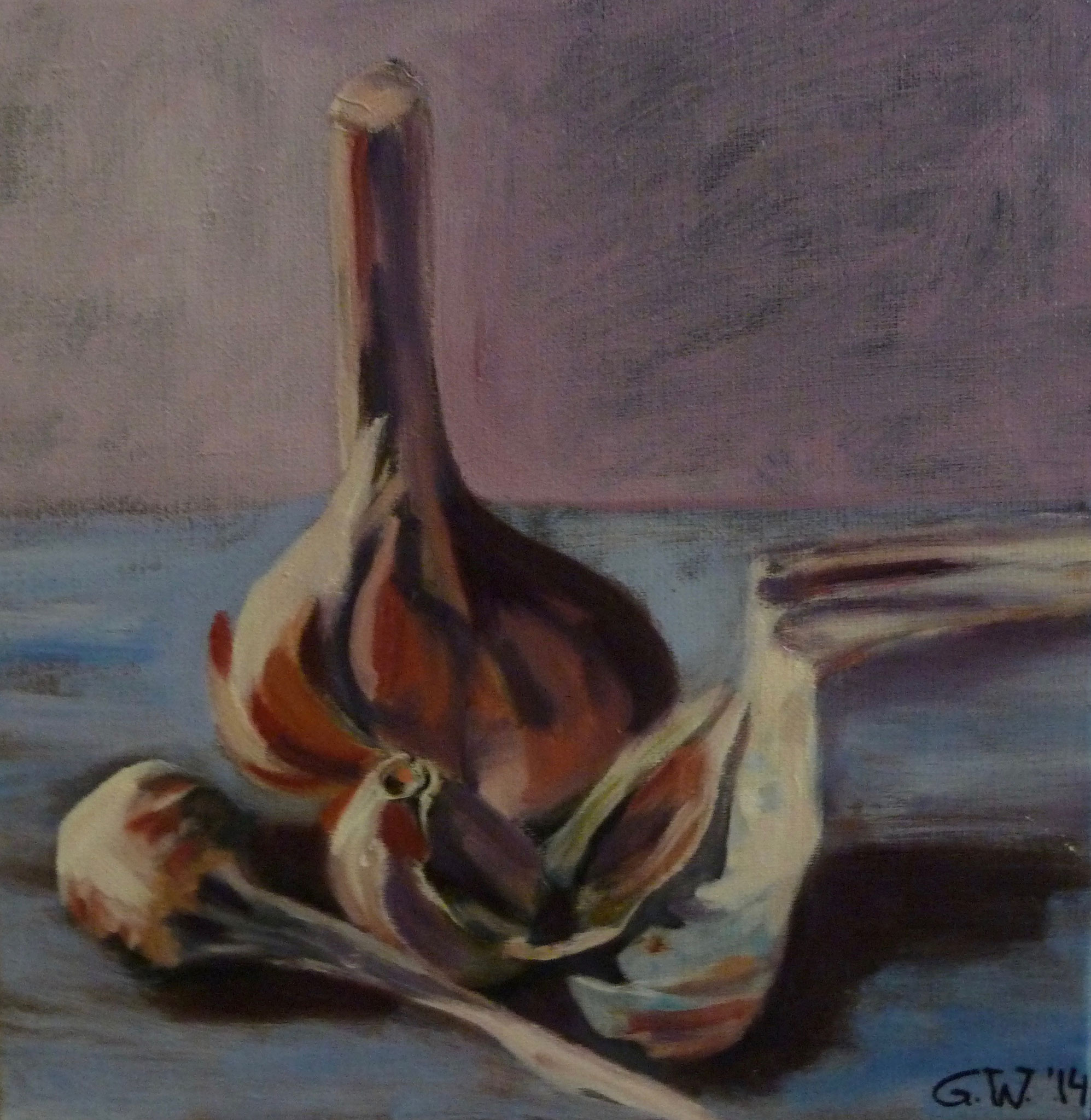 Knoblauch, Öl auf Leinwand, 30x30