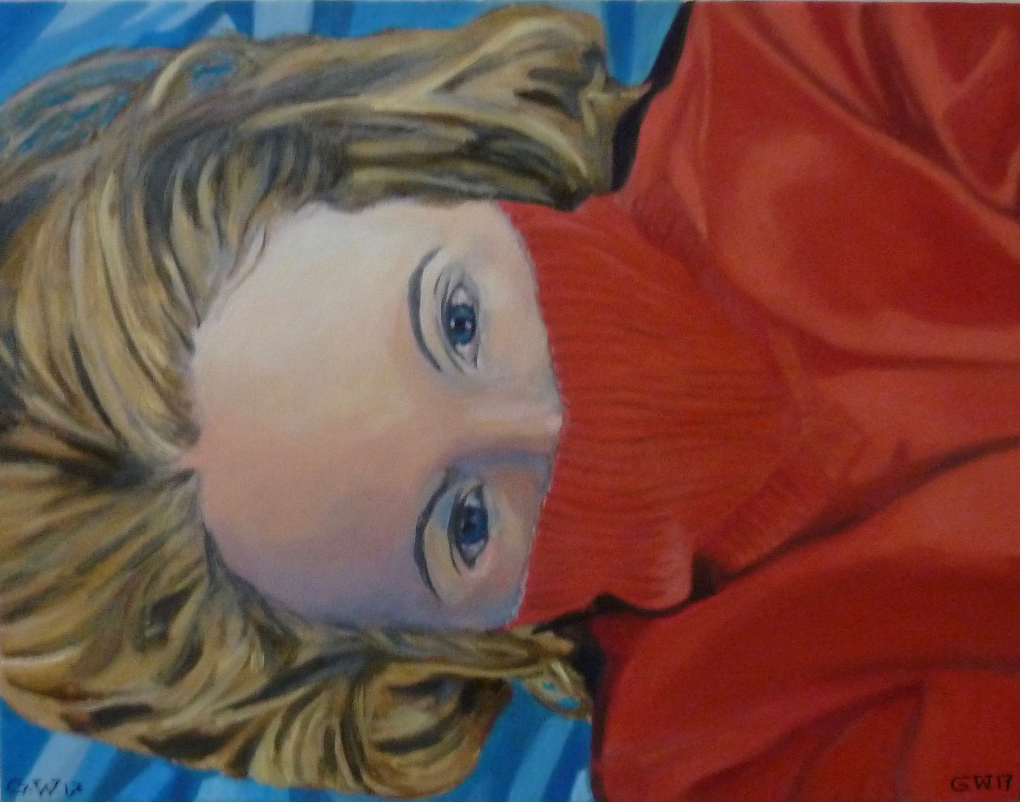Roter Pulli, Öl auf Leinwand, 65x50