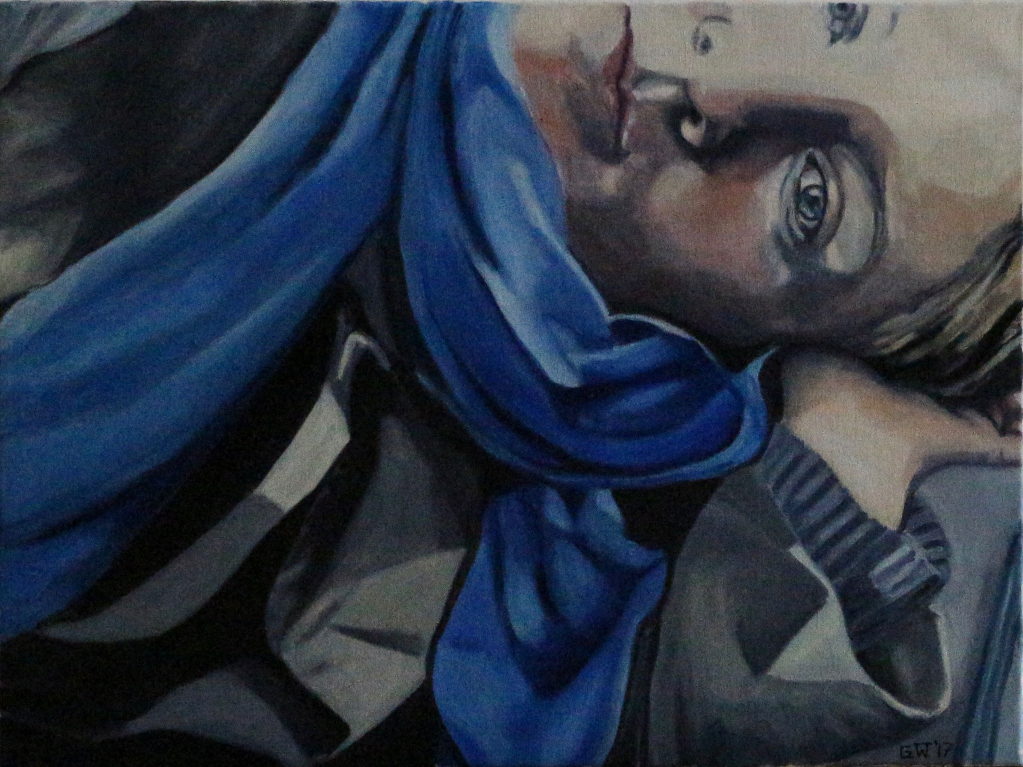 Blauer Schal, Öl auf Leinwand, 80x60