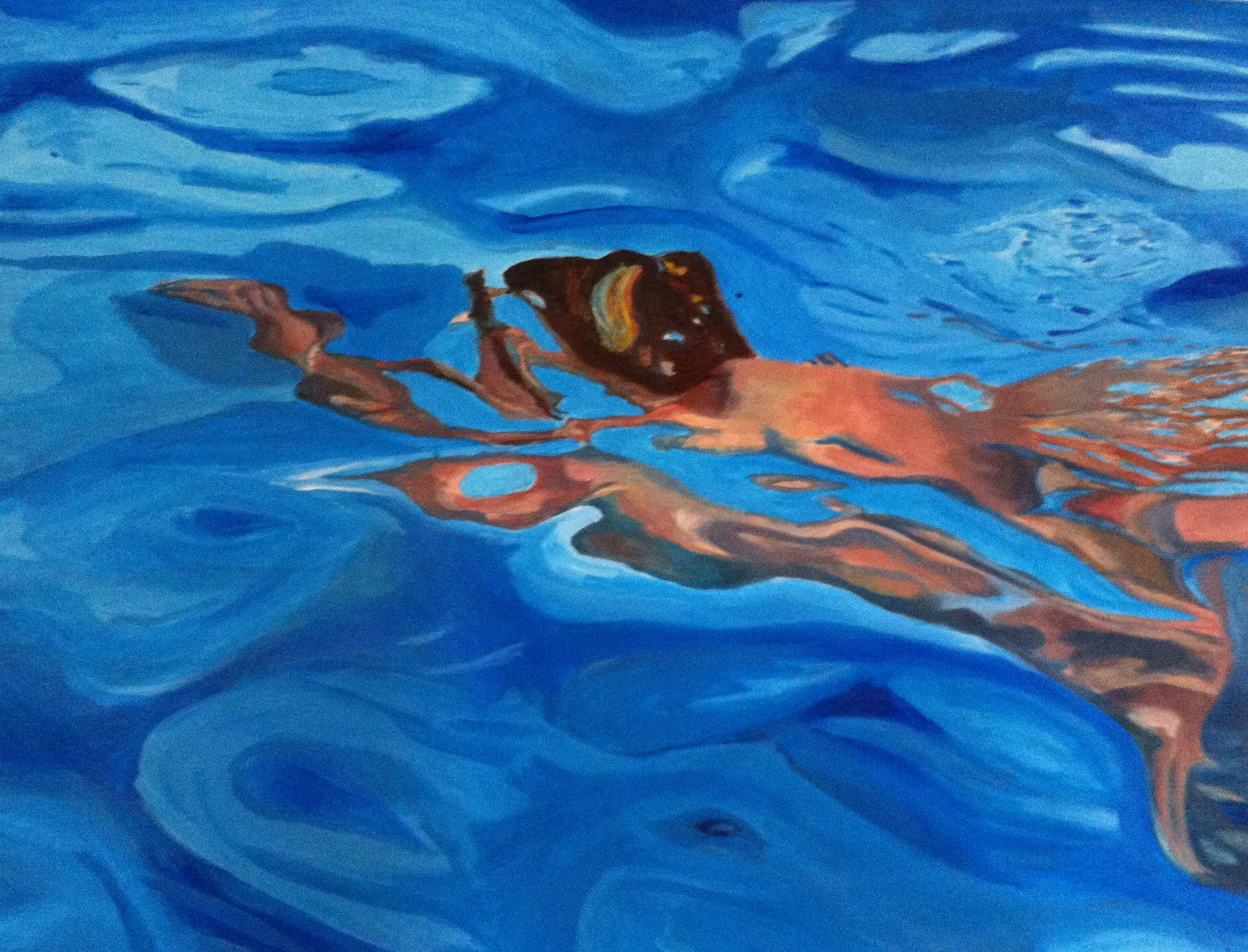 Schwimmerin, Öl auf Leinwand, 