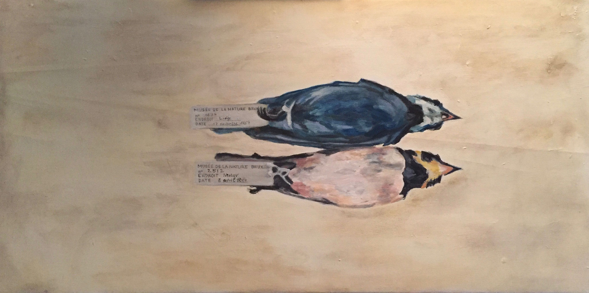 2 Vögel, Öl auf Leinwand