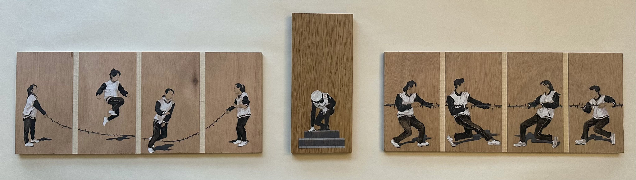 Xing Zhao_Règles du jeu_2023_Peinture acrylique sur bois_14 x 34_8.5 x 19.7_14 x 34_500