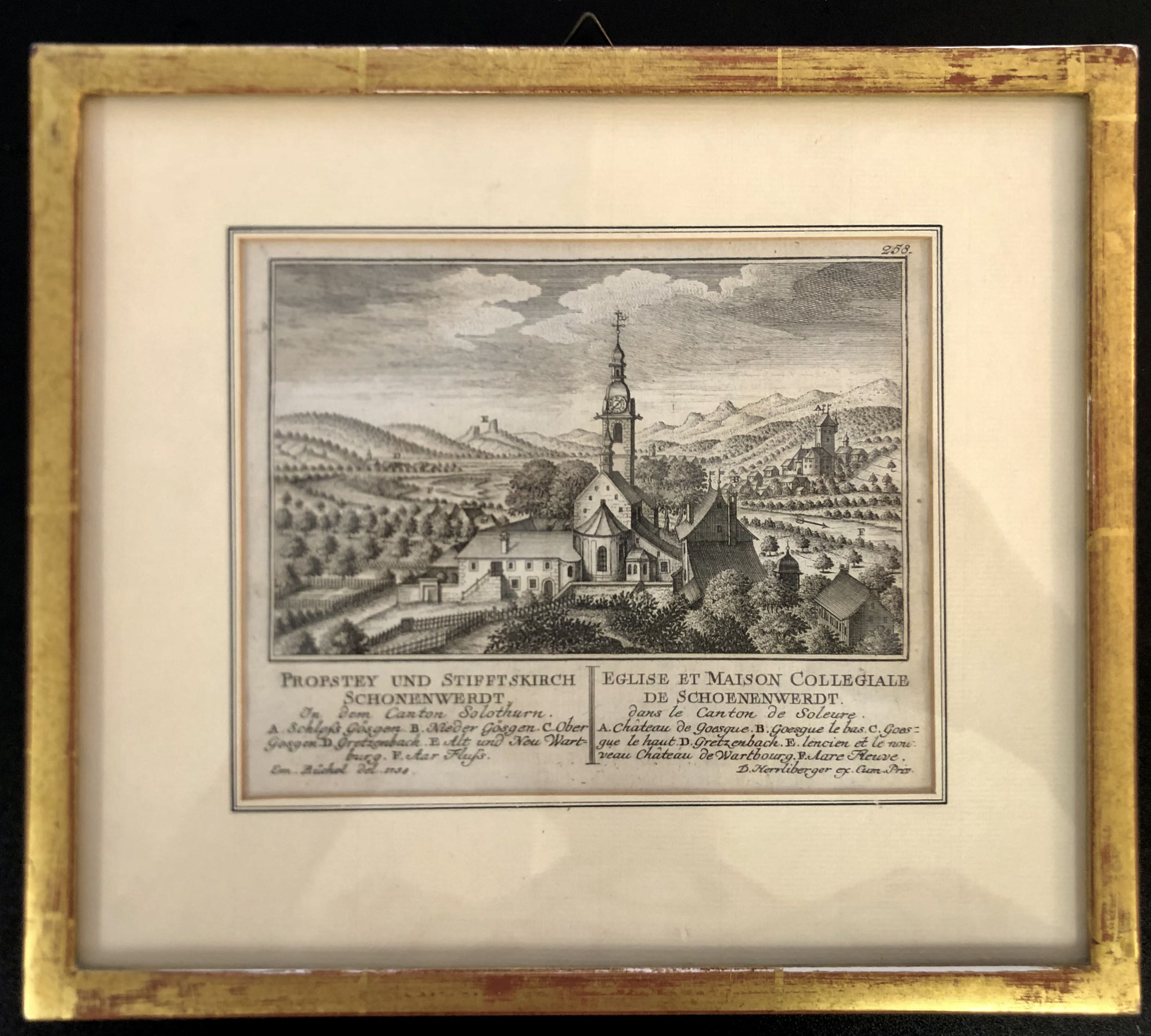 Nr. 11 | Kupferstich gerahmt/Blattgold von Schloss Schönenwerd Kt. SO, Jg. ca. 1600 | 24x21 cm | CHF 450.00 (Privatbesitz)