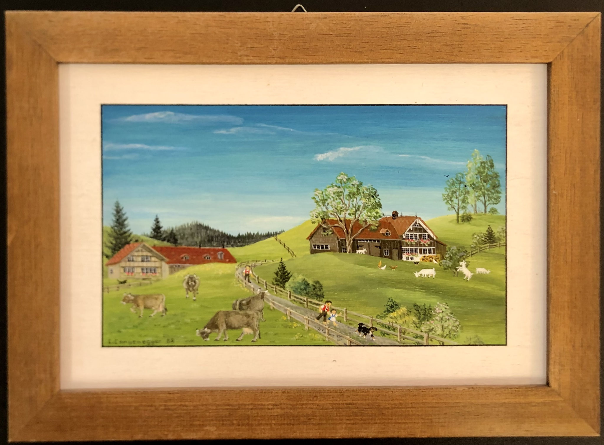 Nr. 08 | L. Langenegger "Sommer" | Bauernmalerei auf Holz gerahmt | 23,5x17 cm | CHF 230.00