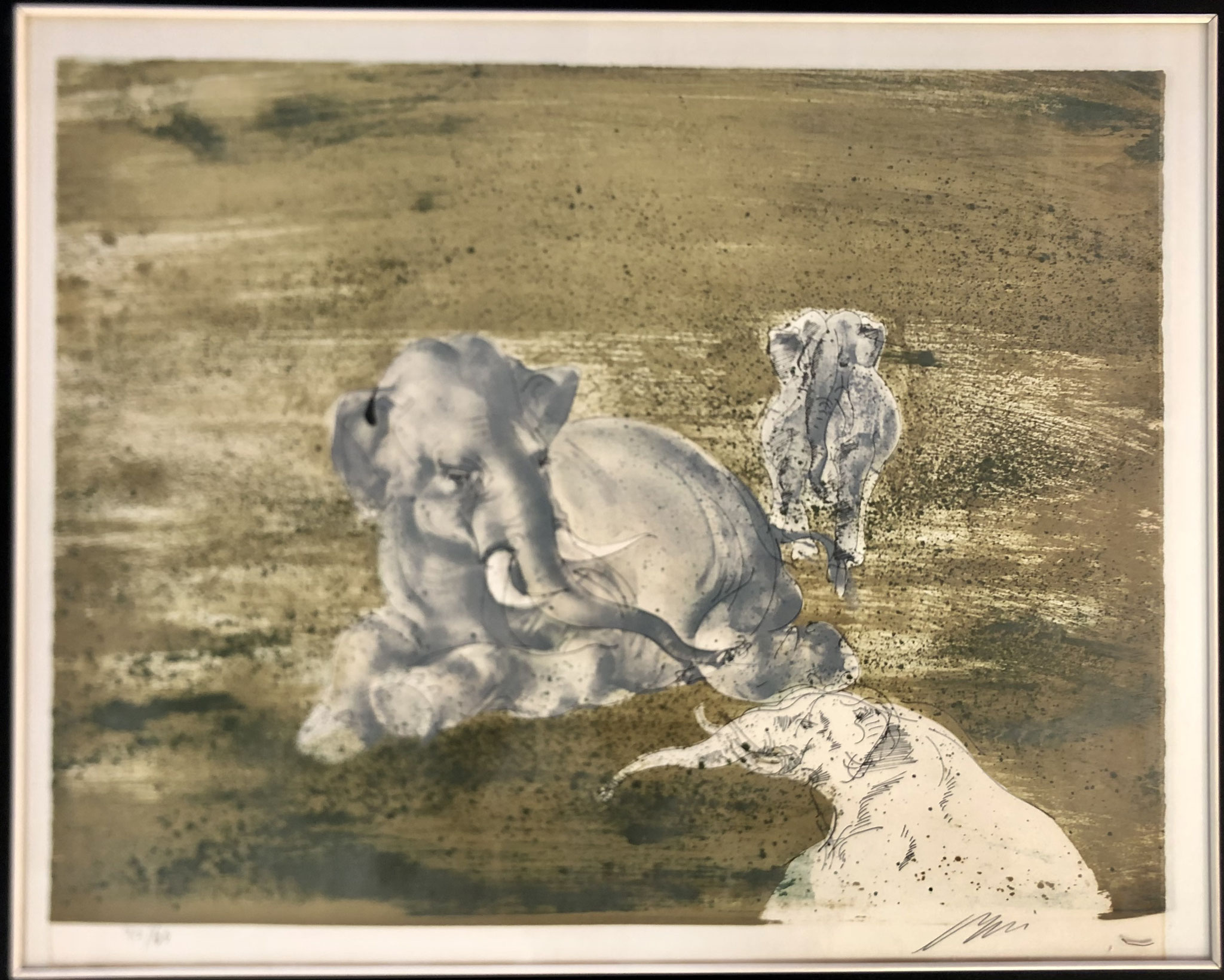 Nr. 14 | Hans Erni "Elefanten" | Lithografie 40/60 gerahmt | 60x48 cm | CHF 850.00