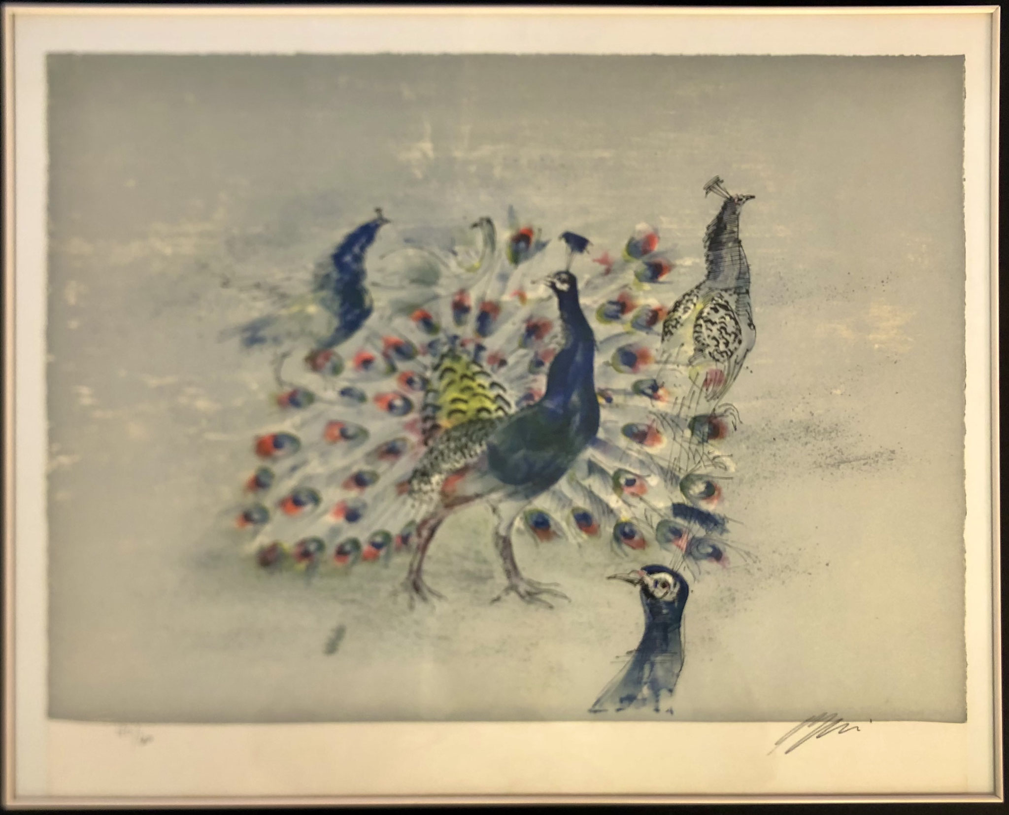 Nr. 15 | Hans Erni "Pfauen" | Lithografie 40/60 gerahmt | 60x48 cm | CHF 850.00