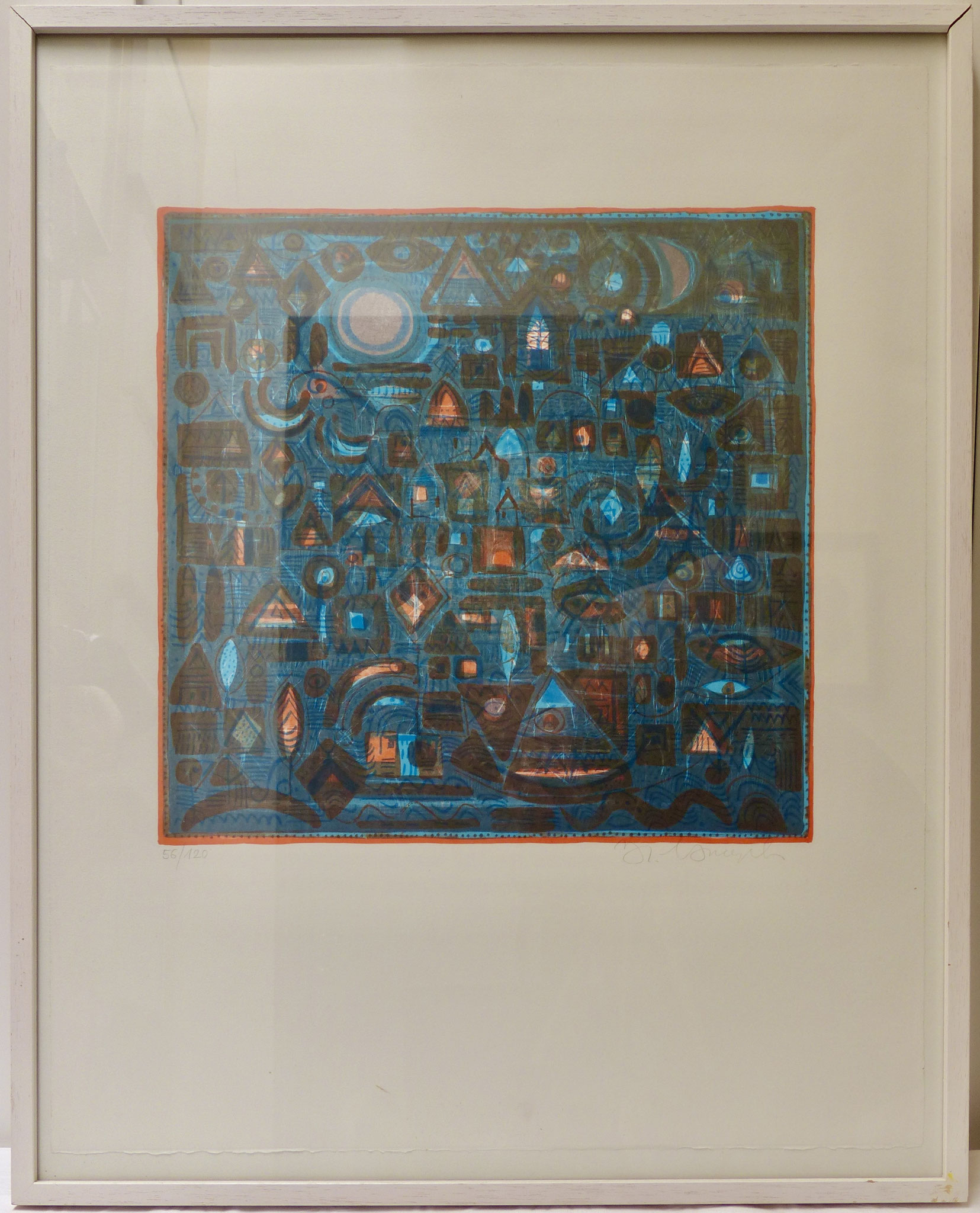 Lithografie 56/120 Hans Rudolf Strupler, signiert  |  "Rot"  |  49,5 x 62 cm  |  Holzrahmen weiss  |  CHF 250.00
