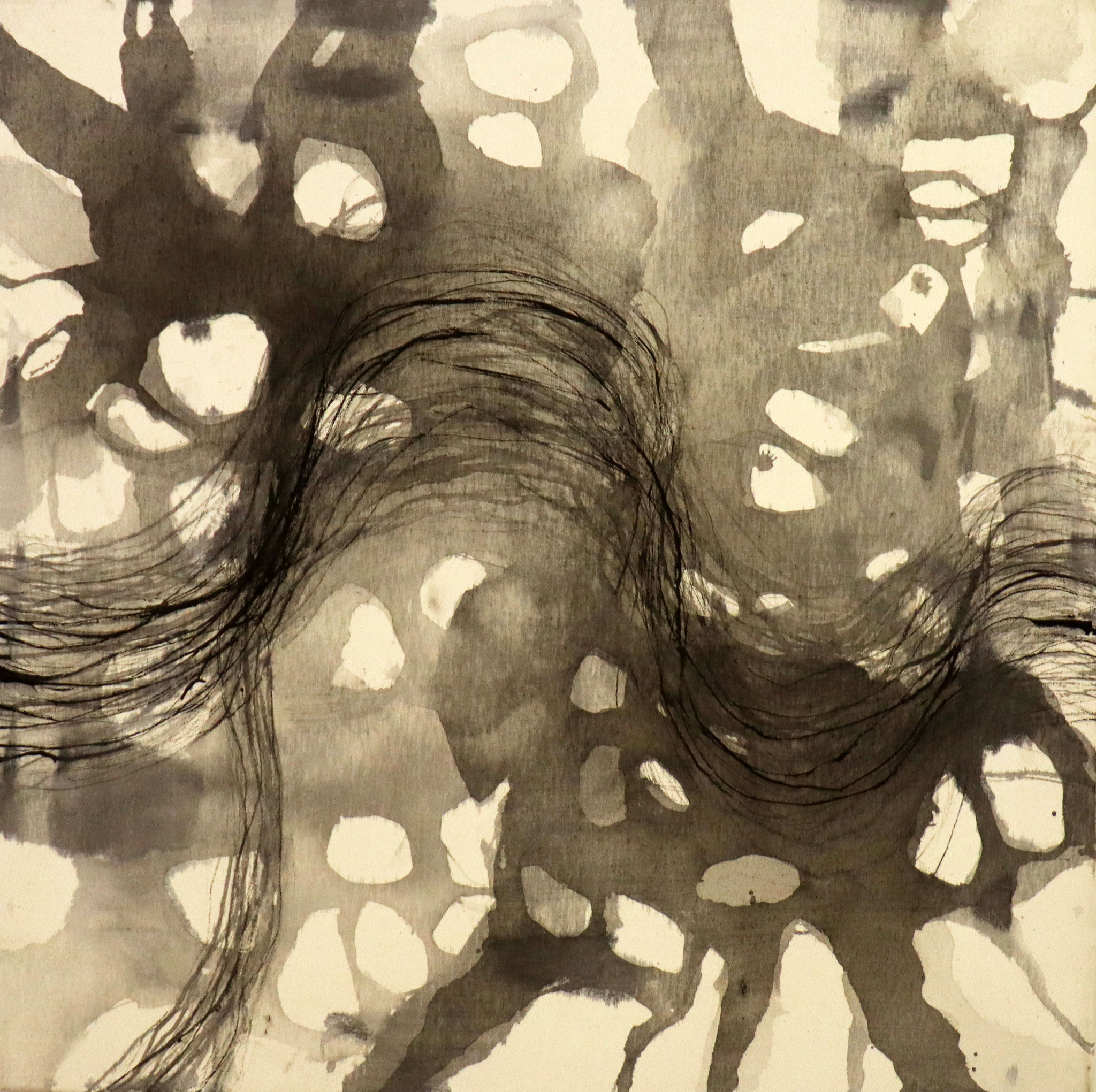 Serie 'Traces' 2020 - Tusche auf Leinwand / ink on canvas -  90 x 90 x 1.8 cm