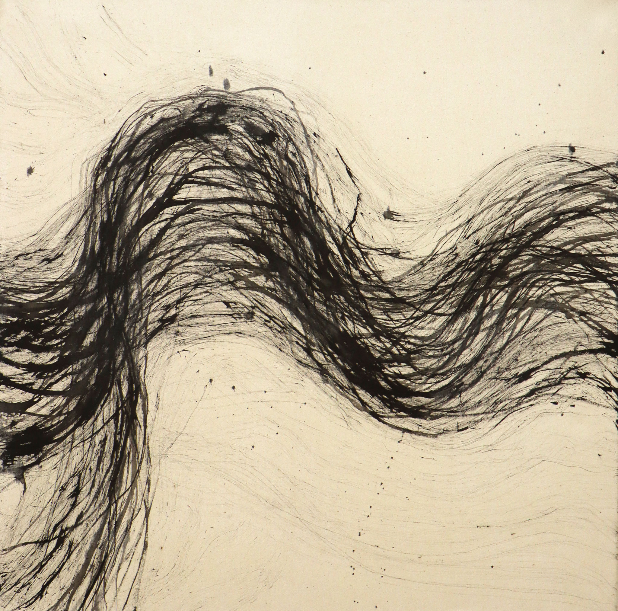 Serie 'Traces' 2020 - Tusche auf Leinwand / ink on canvas - 90 x 90 x 1.8 cm