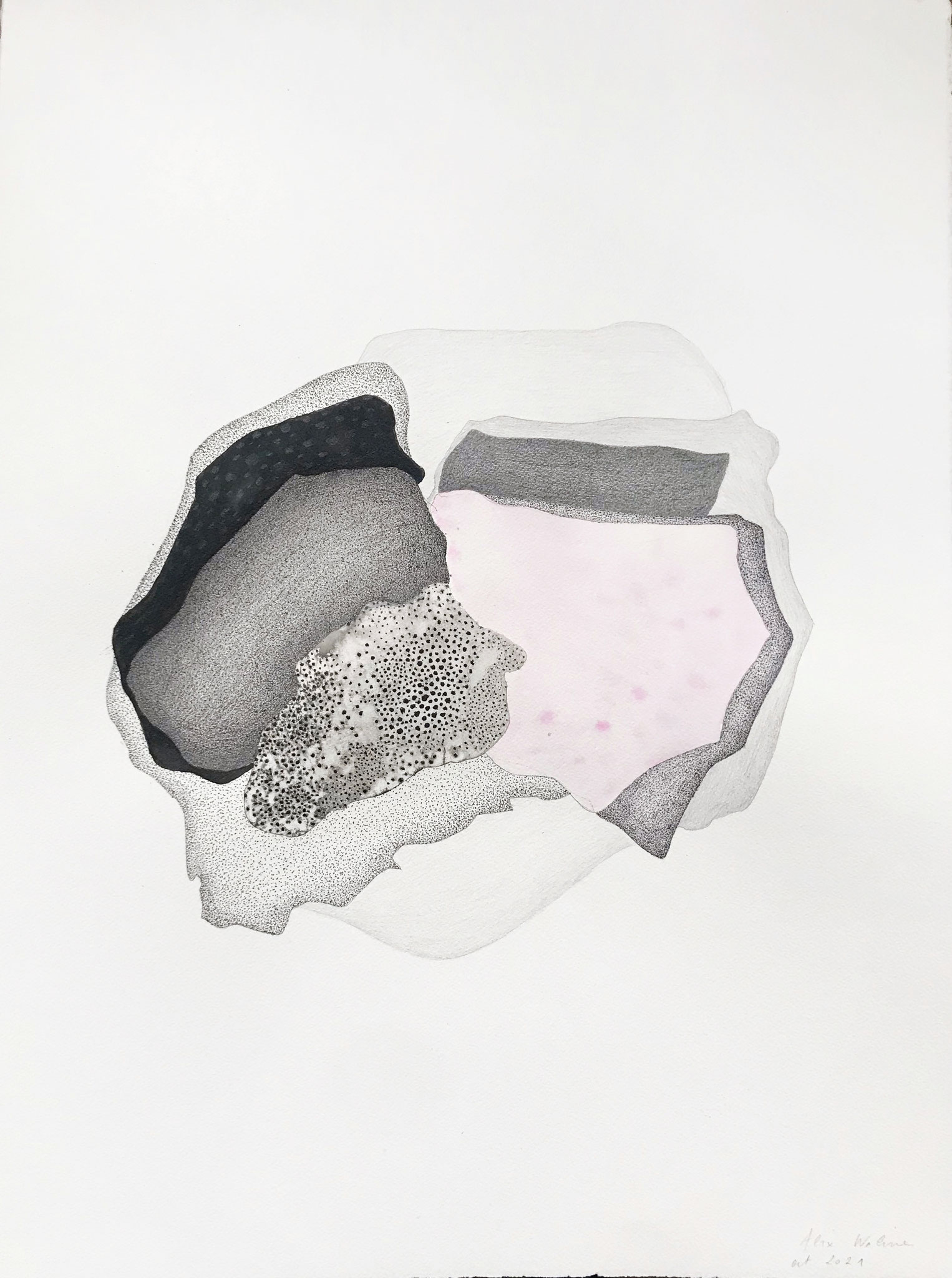 Roches, Ink pencil & salt crystals on Arches paper,  50 x 70cm   courtesy Galerie Armel Soyer