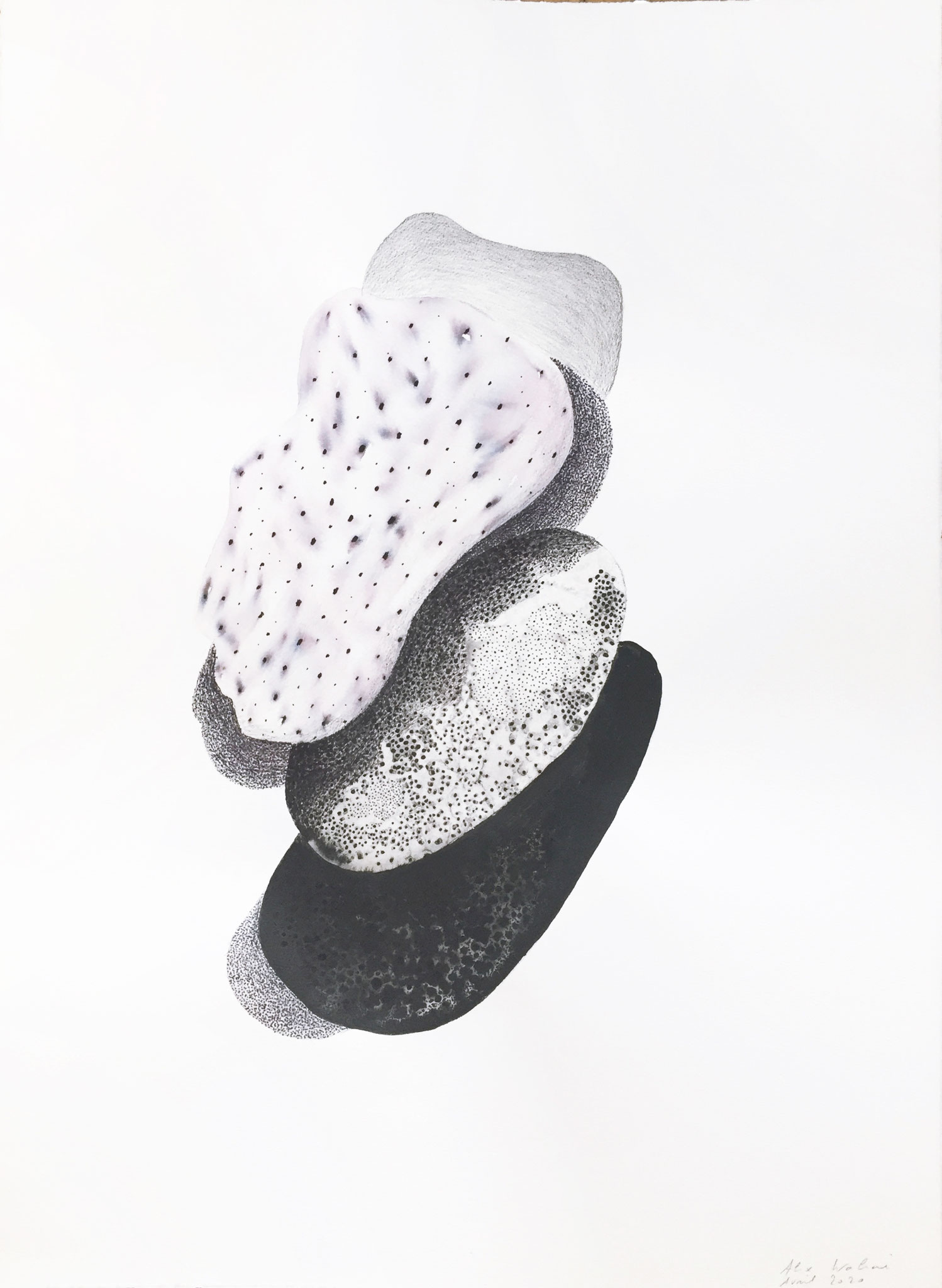 Roches, Ink pencil & salt crystals on Arches paper,  50 x 70cm   courtesy Galerie Armel Soyer