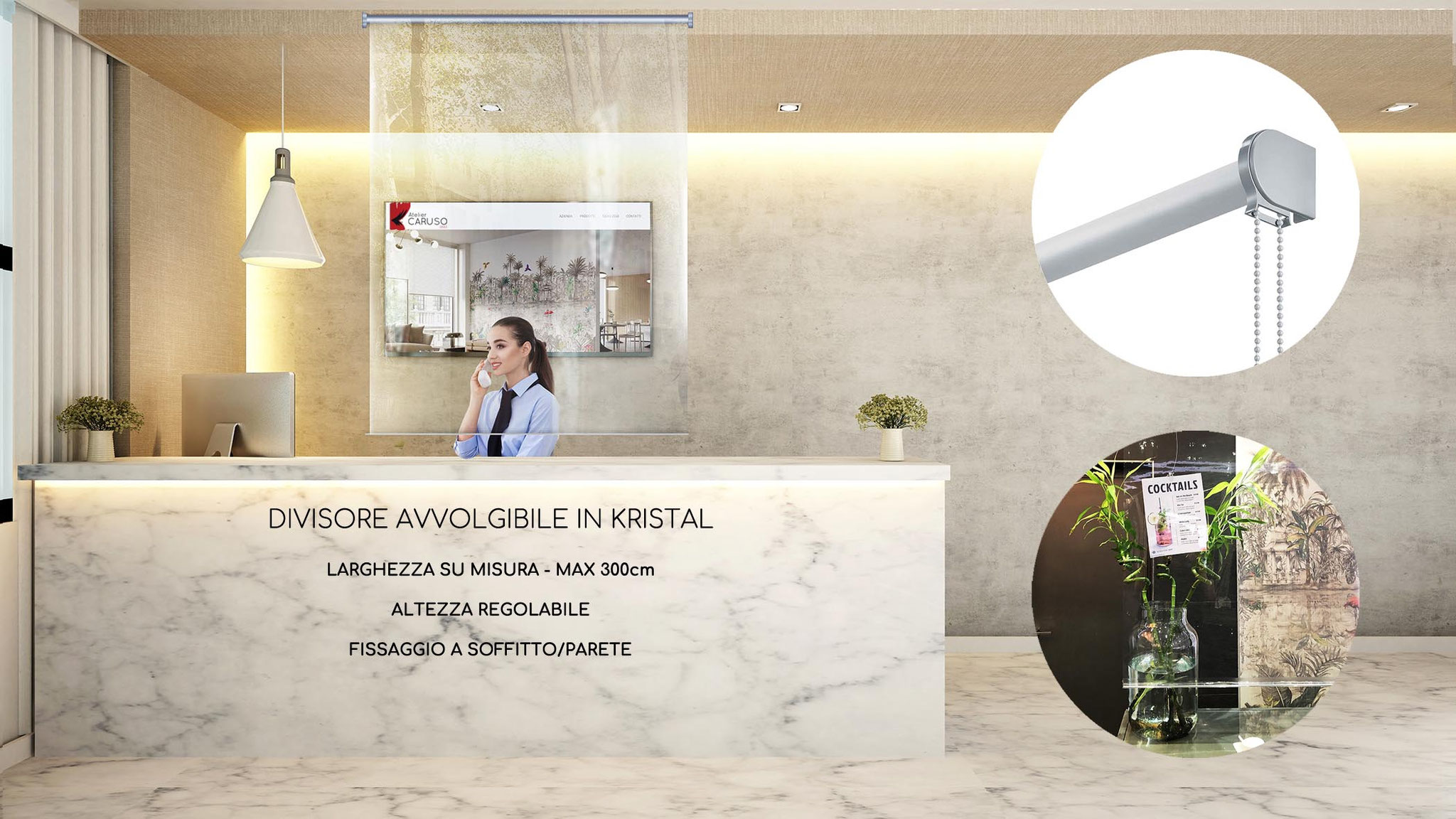 divisori trasparenti per uffici e ristoranti