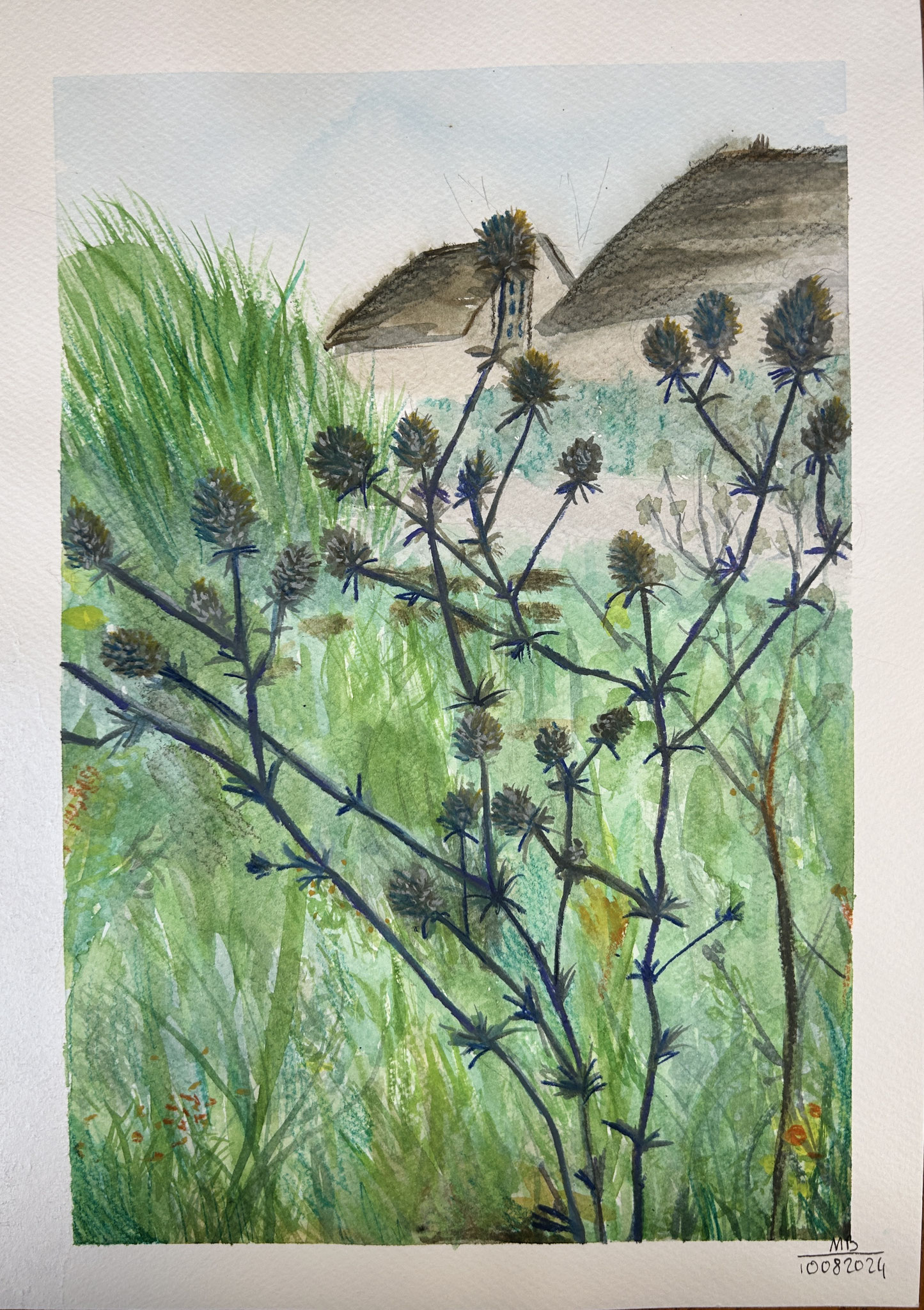 "Disteln in der Stadt" Aquarell