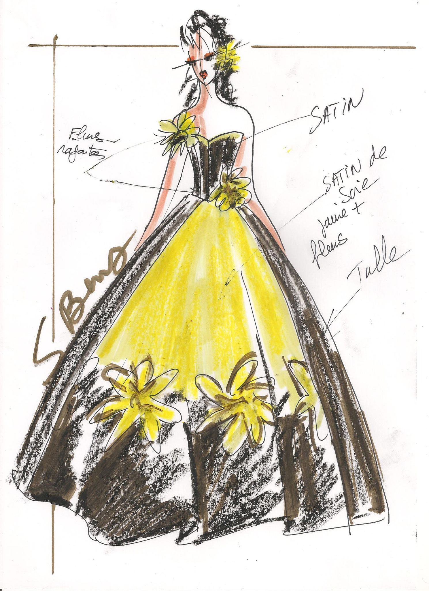 Fashion Dessin De Robe De Styliste Haute Couture Sylvie Berry Couture - Sylvie Berry Couture, Créatrice et styliste