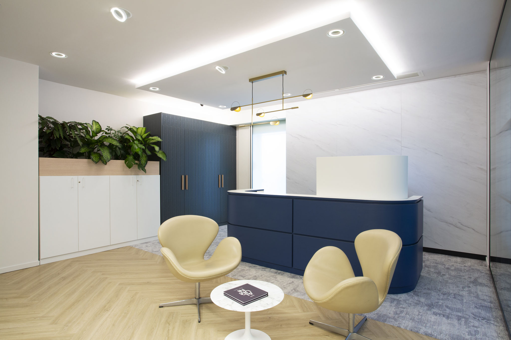 Décoration végétale de l'accueil de cette entreprise