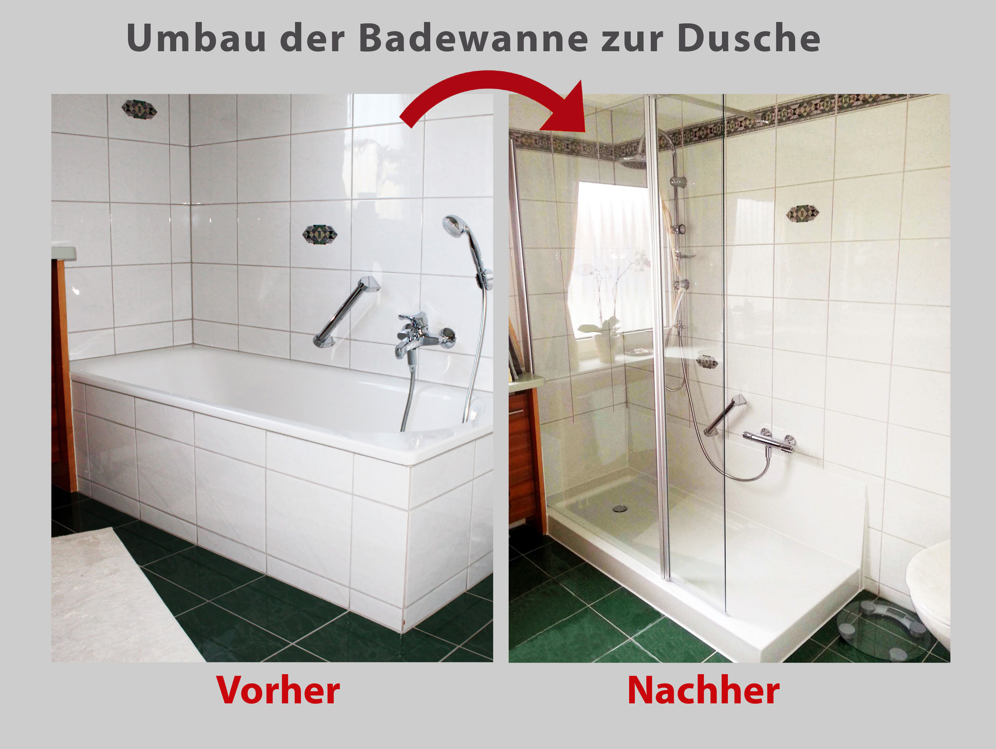Wanne zur Dusche Badewanne raus Dusche rein Bad Teilsanierung mit System.