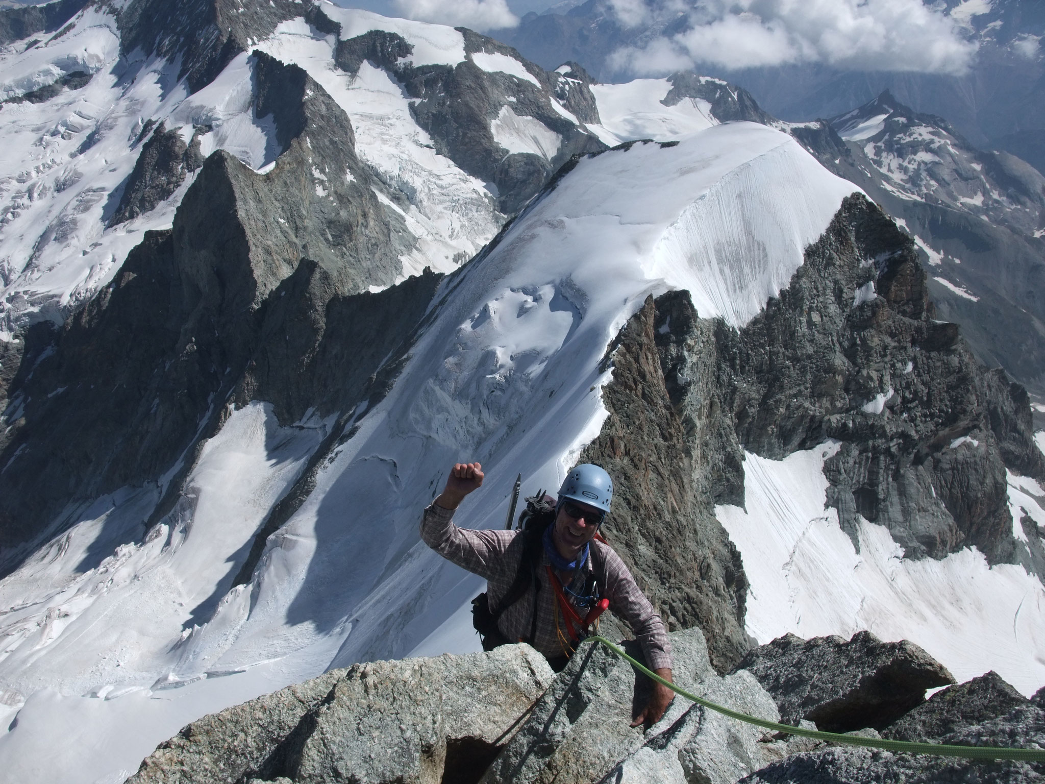 Aufstieg Obergabelhorn-Blick Klucknerturm und Wellenkuppe-4000m