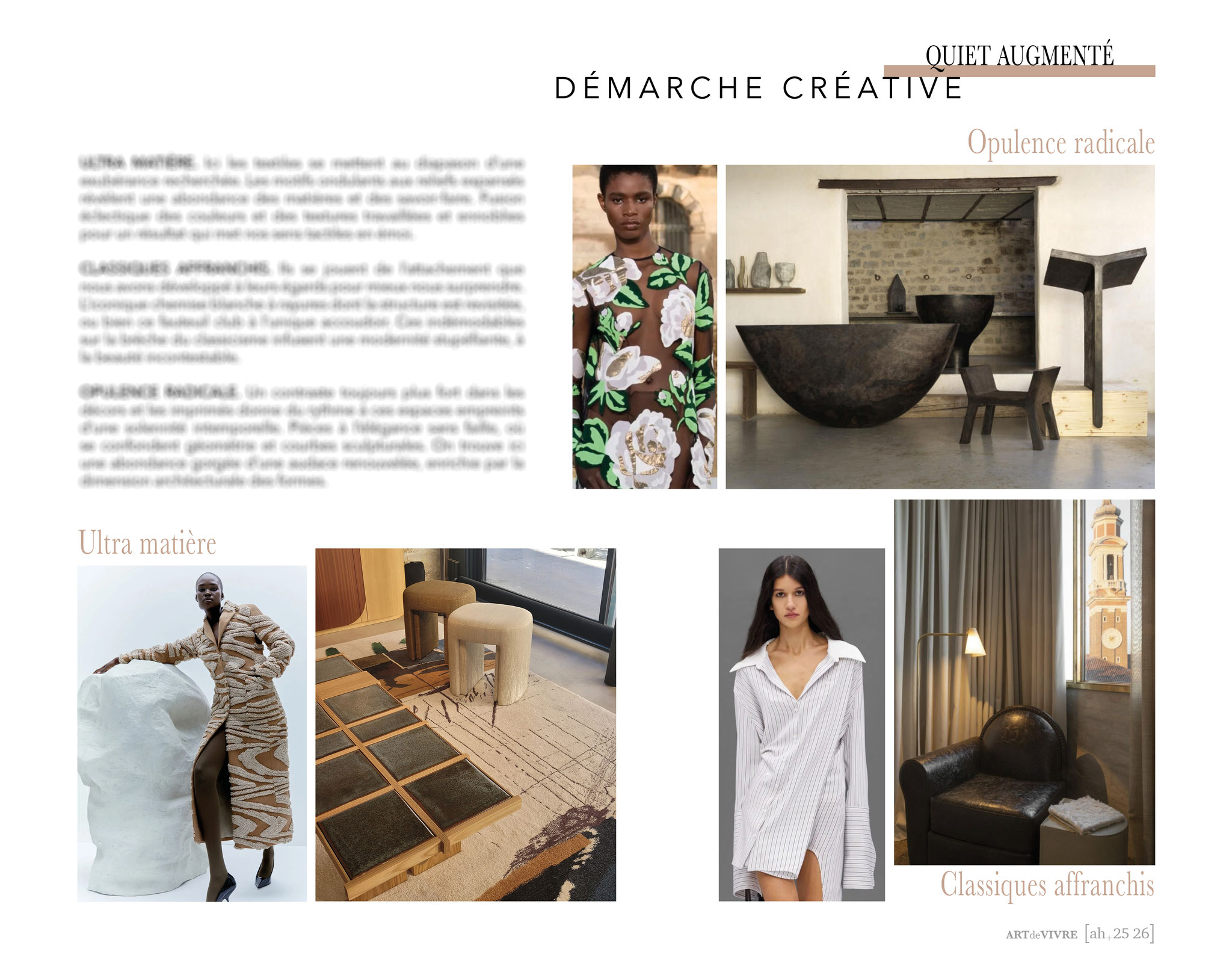 Art de vivre ah 25-26 l Scénarios Lifestyle l Gammes de couleurs & harmonies l Focus Matières, Décors et Finitions 