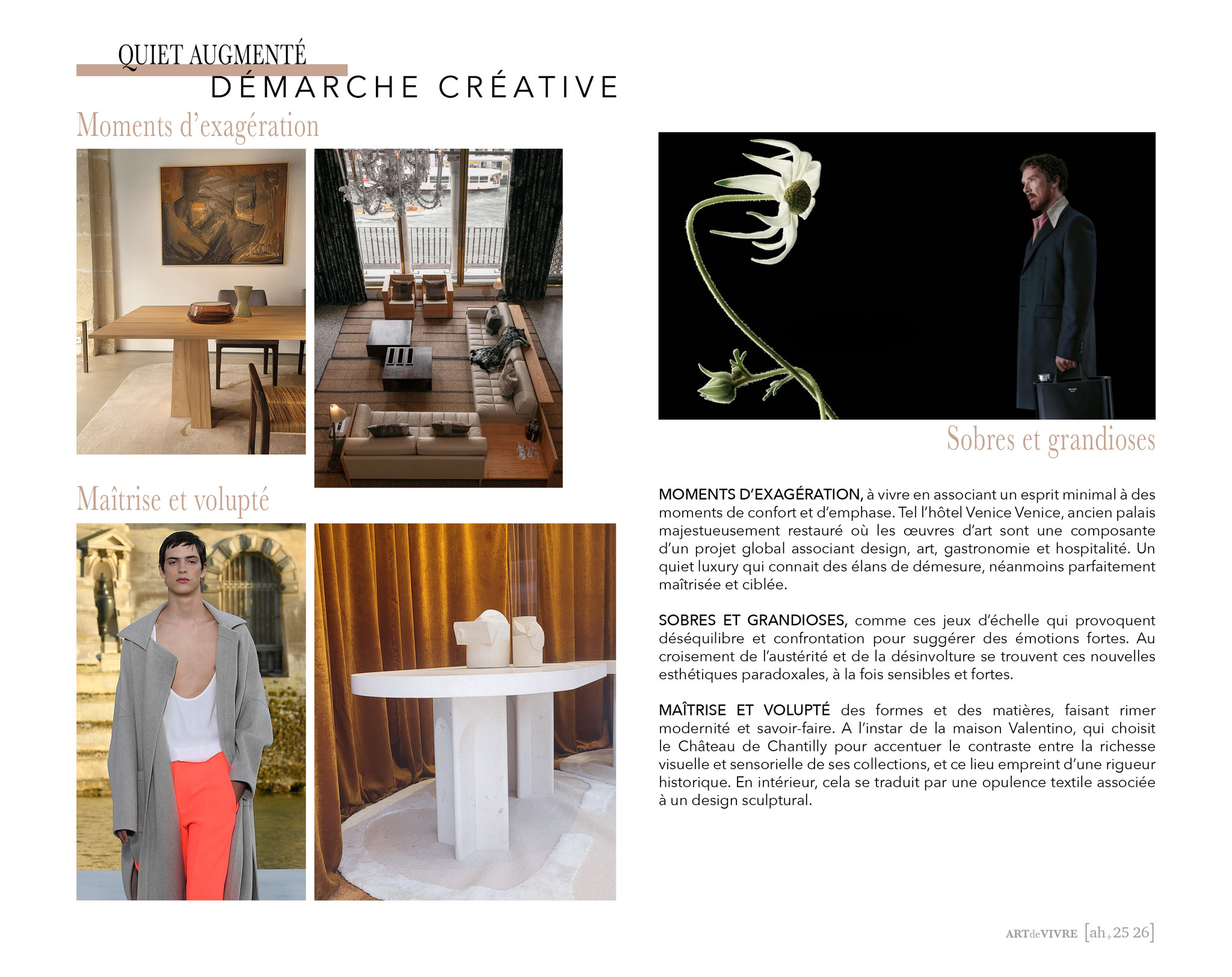 Art de vivre ah 25-26 l Scénarios Lifestyle l Gammes de couleurs & harmonies l Focus Matières, Décors et Finitions 