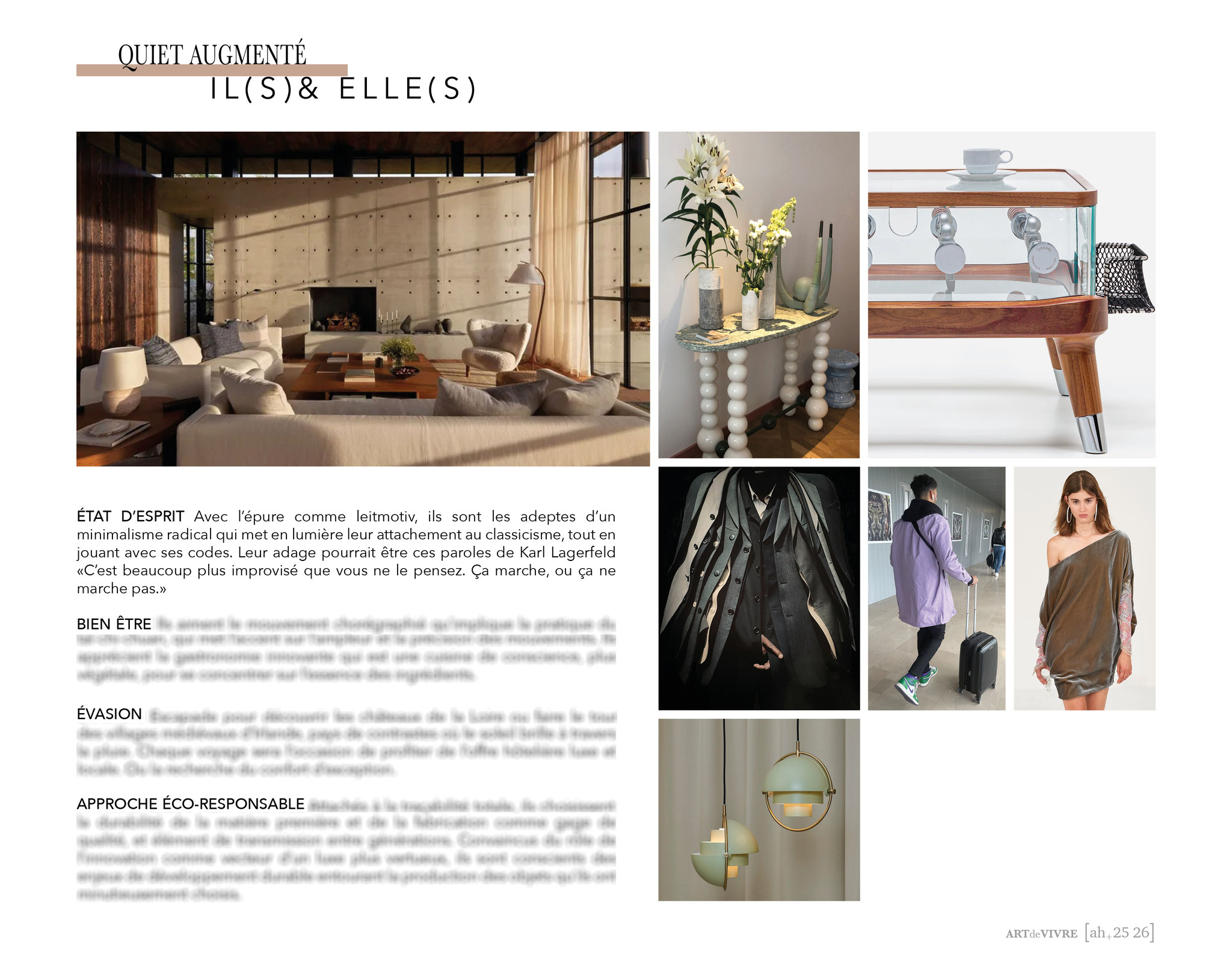 Art de vivre ah 25-26 l Scénarios Lifestyle l Gammes de couleurs & harmonies l Focus Matières, Décors et Finitions 