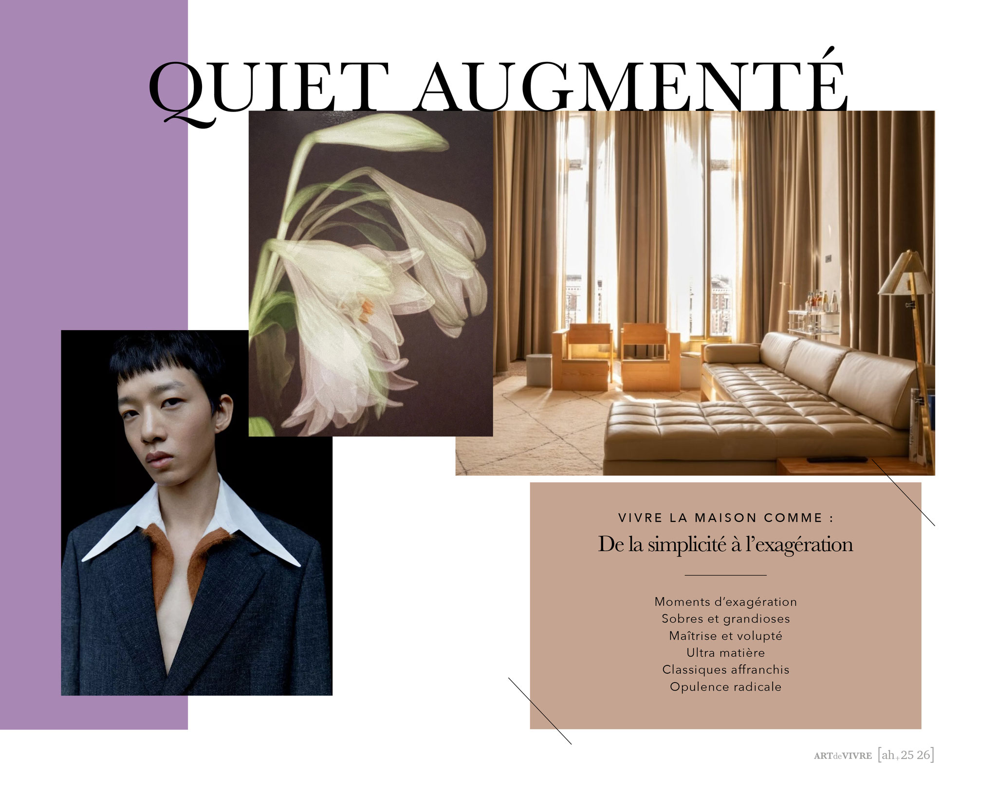 Art de vivre ah 25-26 l Scénarios Lifestyle l Gammes de couleurs & harmonies l Focus Matières, Décors et Finitions 