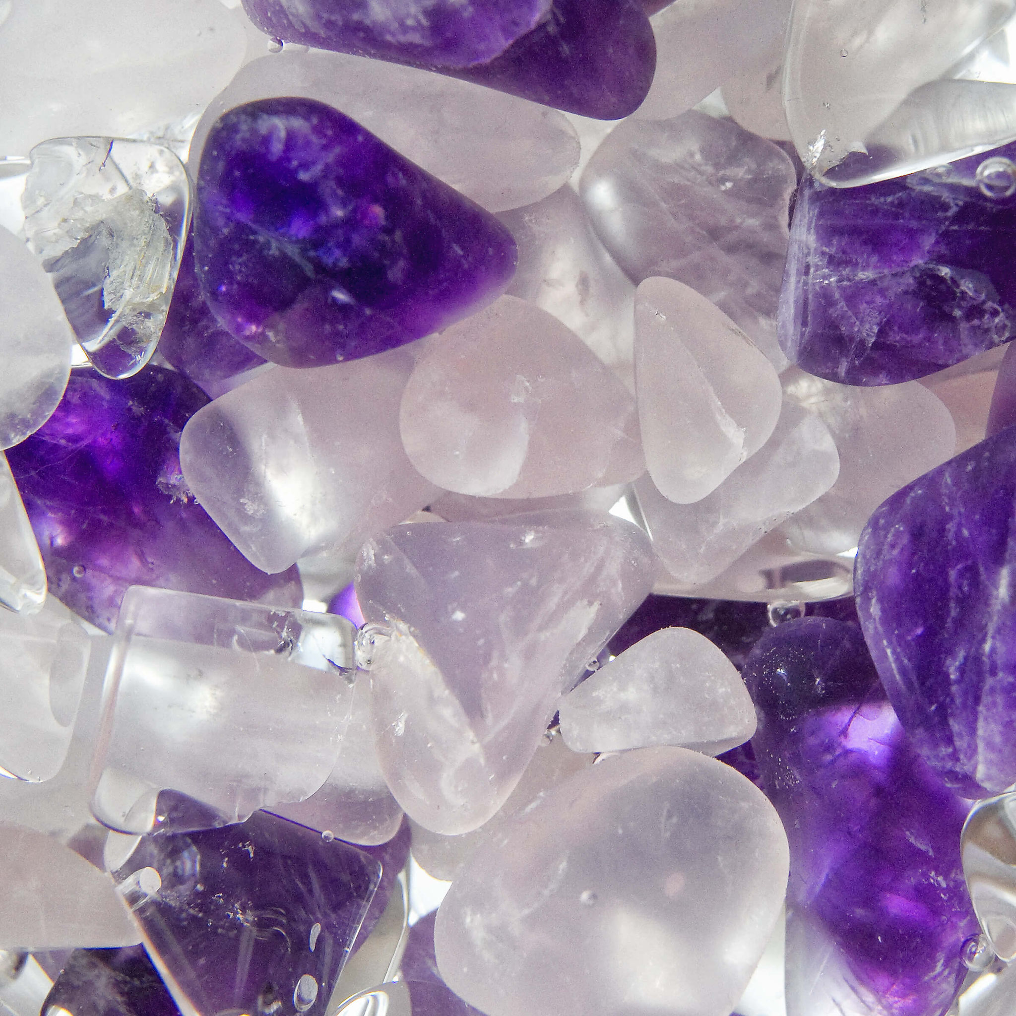 Wellness: Rosenquarz – Amethyst – Bergkristall 