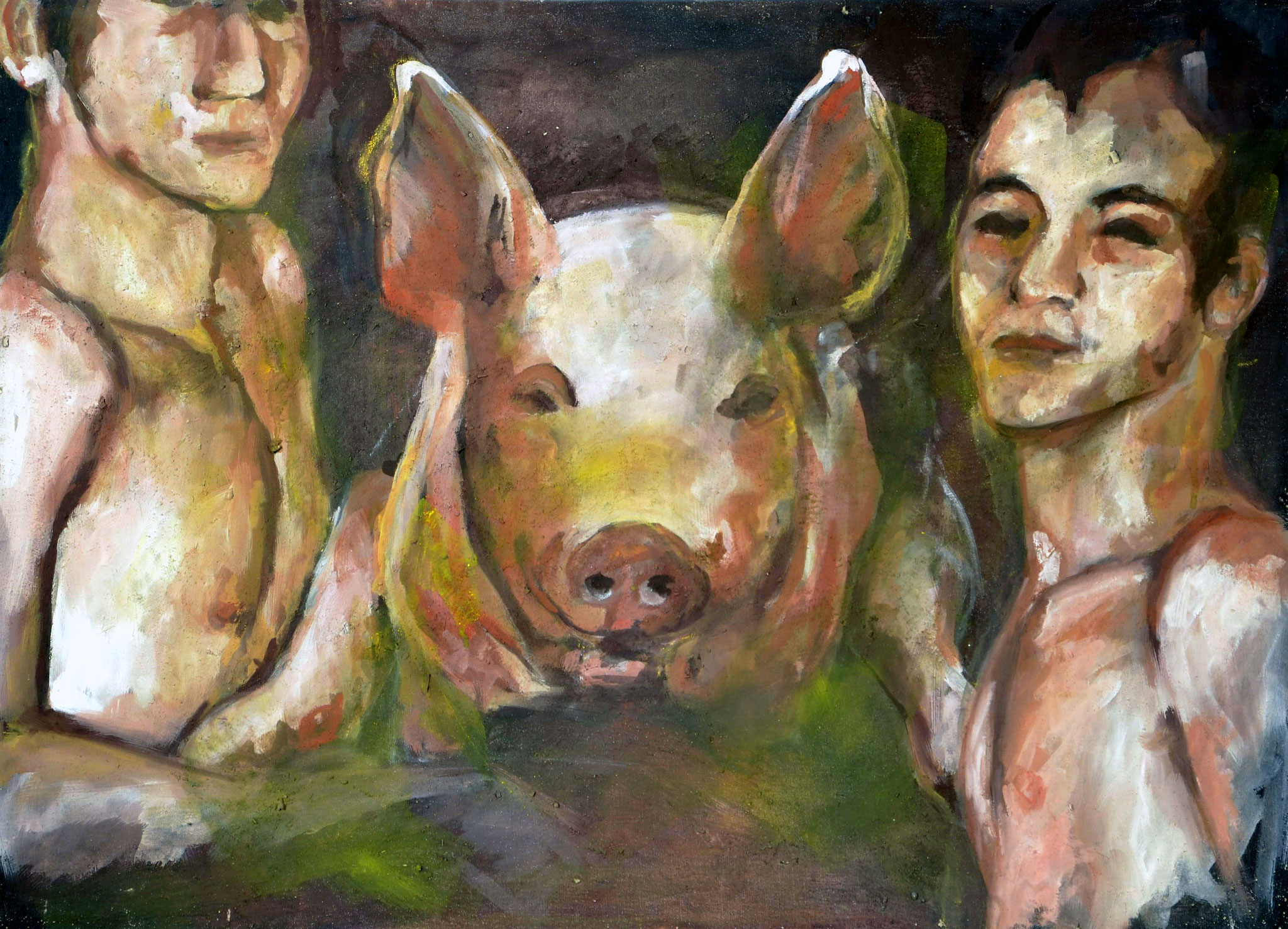 ohne Titel (Schwein, Mensch) - 110cm x 80cm (950€)