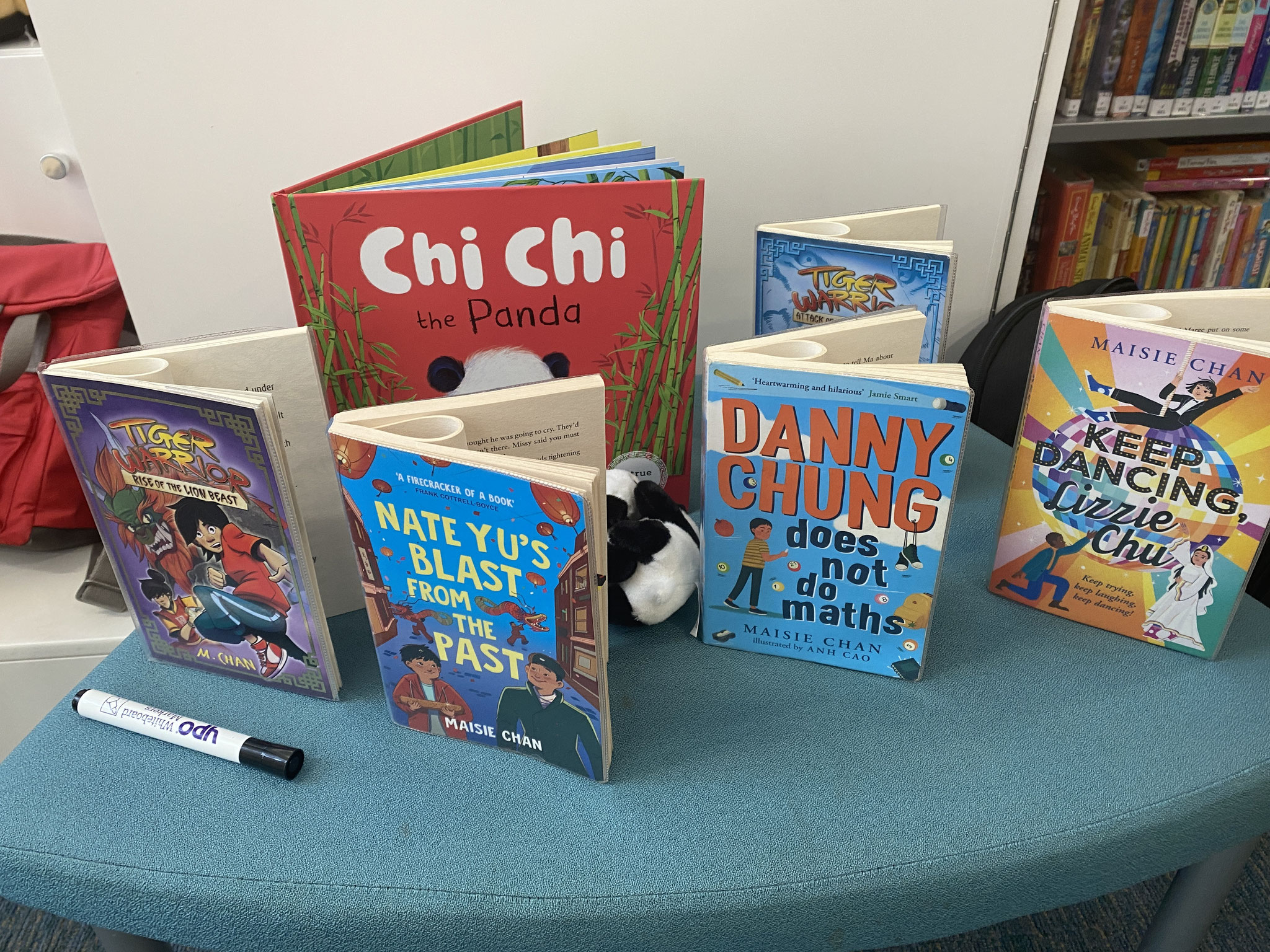 Books on a table