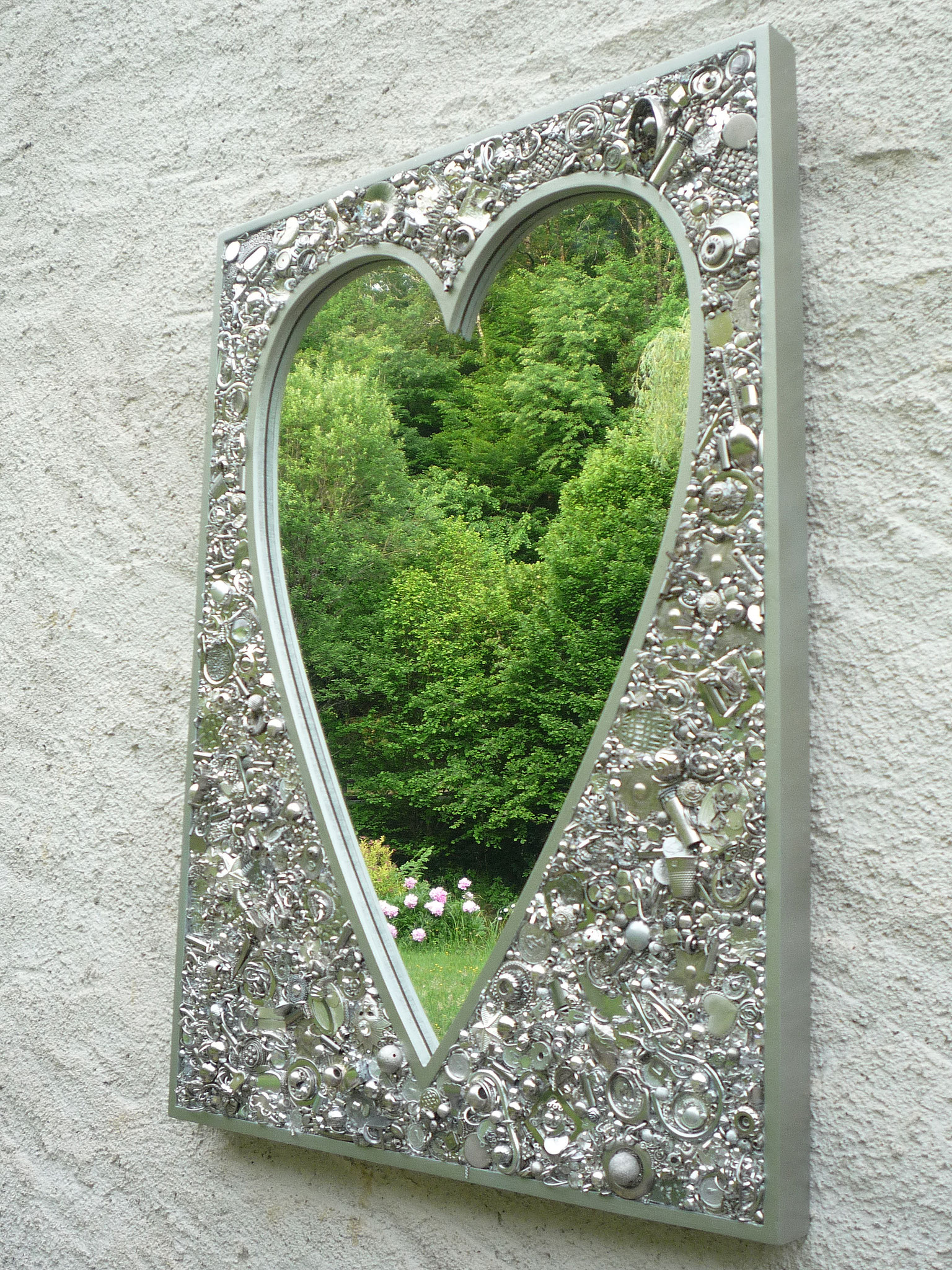 Miroir coeur Accumulation (Chrome, inox, argent...)