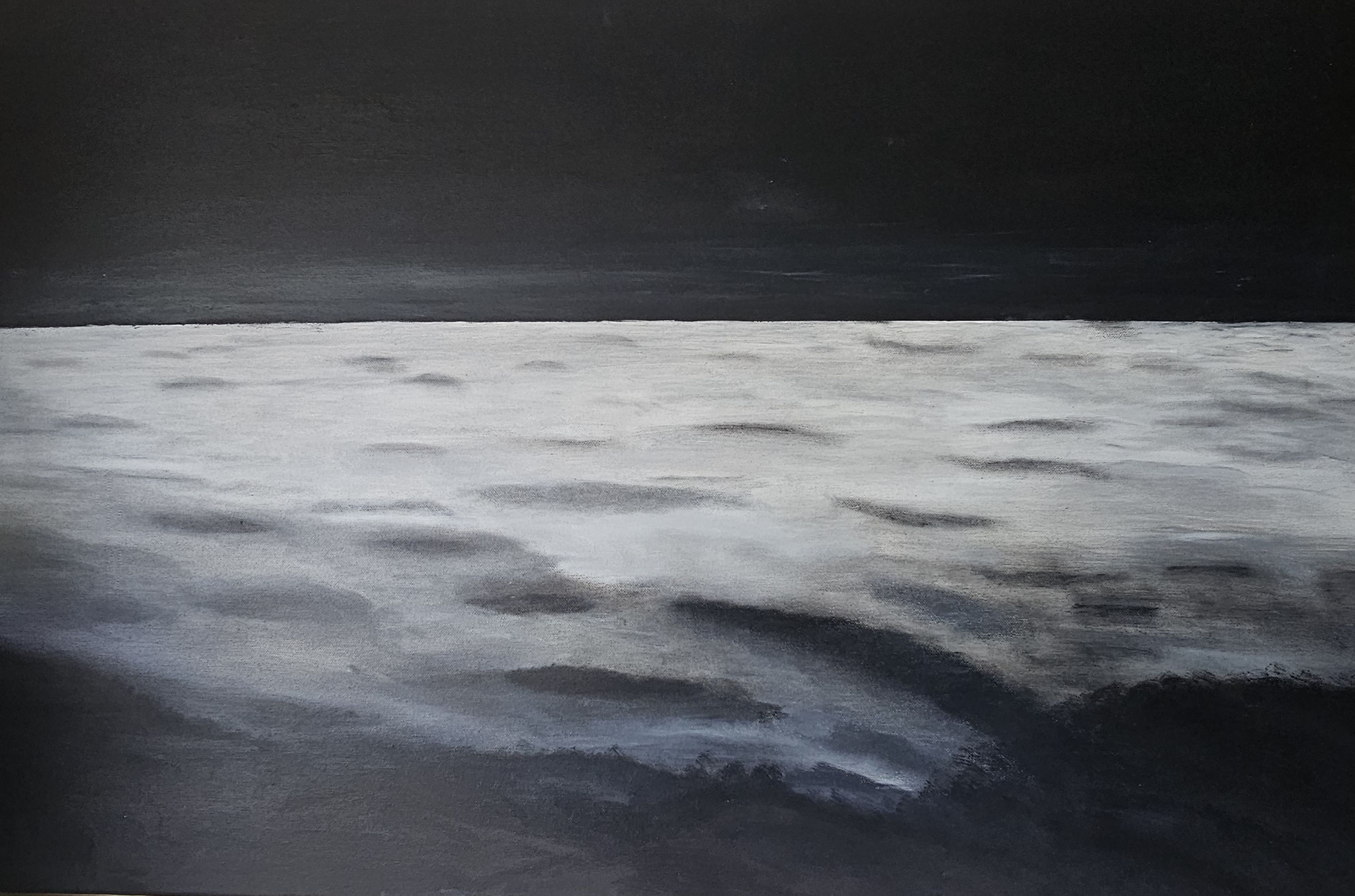 14. vlakke zee, gezien door Stephan Vanfleteren, olieverf 2026, 90-60 cm