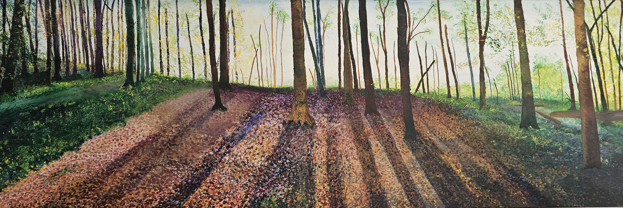 2025, olieverf, 180-60 cm, herfstzon in Savelsbos