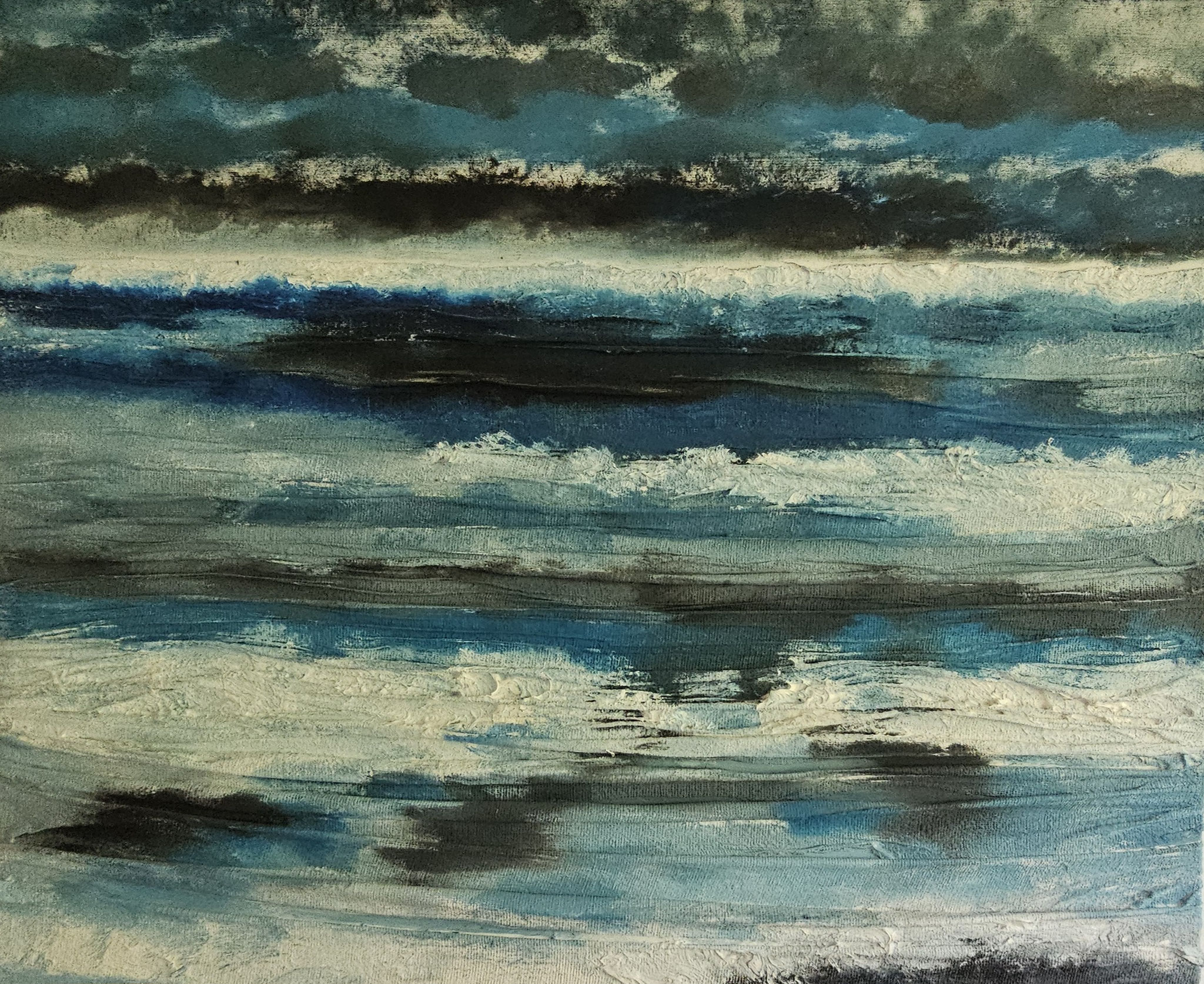 12. de woeste zee, olieverf en gipsverband, 120-100 cm