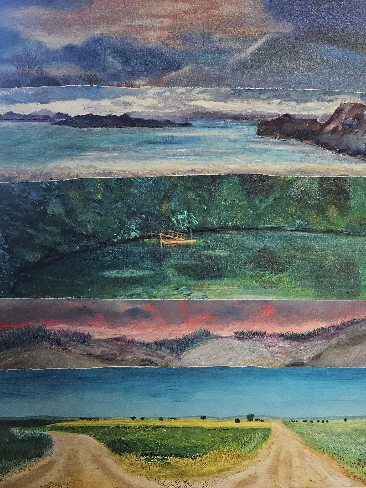 2025, collage van fragmenten van oude schilderijen 1, 70-90 cm