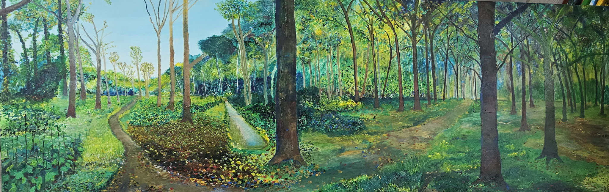 7. tweesprong, park Marquette, olieverf, 2024, 180-60 cm